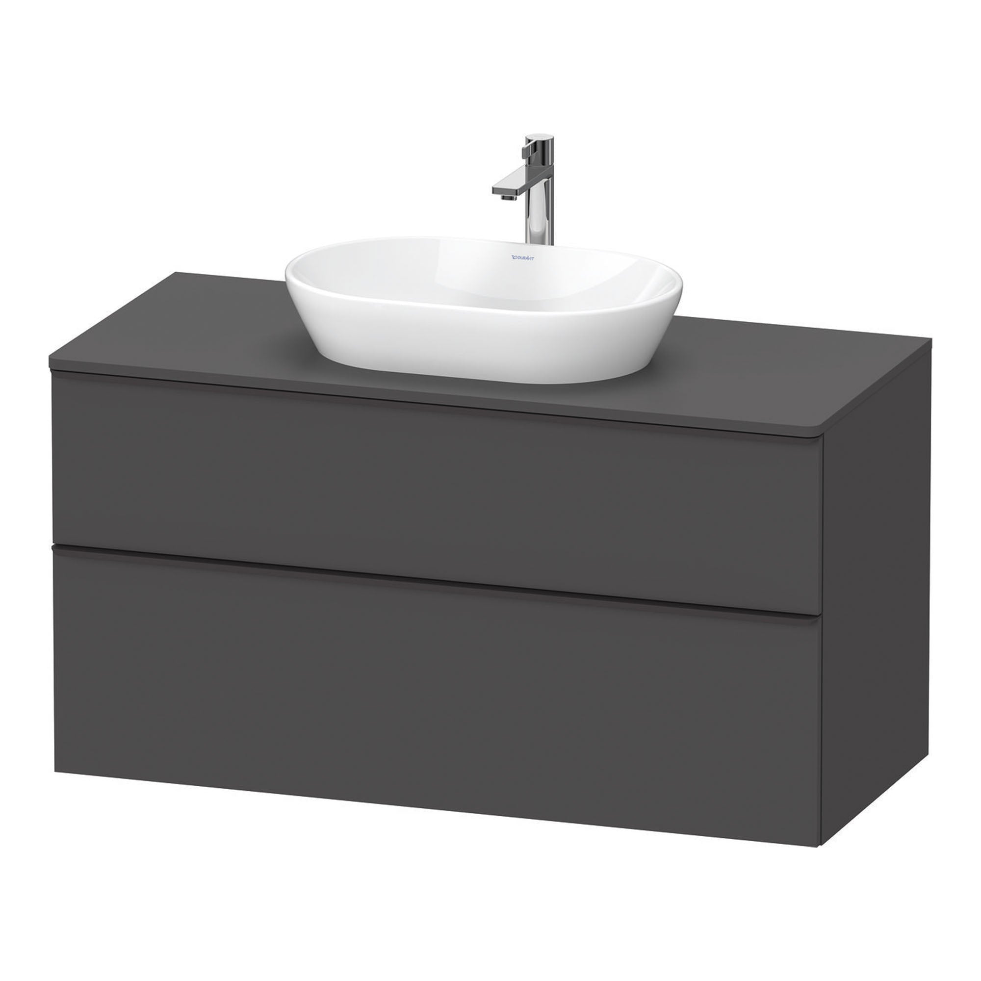 duravit d-neo 1200 wall mounted vanity unit with worktop graphite matt diamond black handles