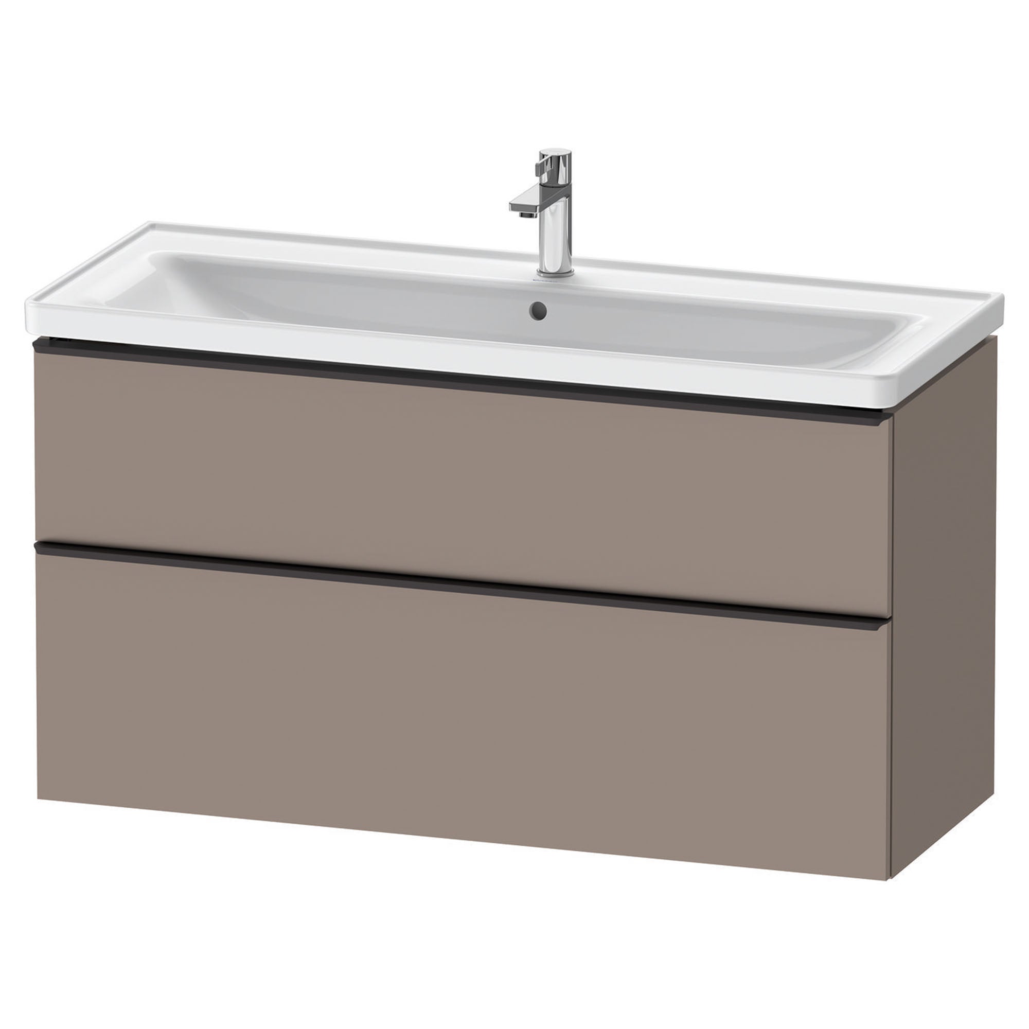 duravit d-neo 1200mm wall mounted vanity unit with d-neo basin basalt diamond black handles