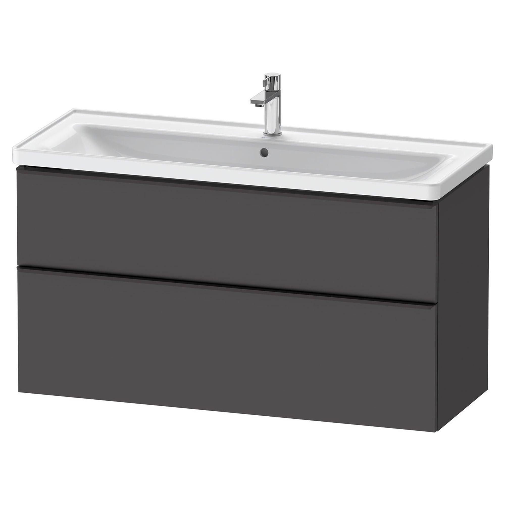 duravit d-neo 1200mm wall mounted vanity unit with d-neo basin matt graphite diamond black handles