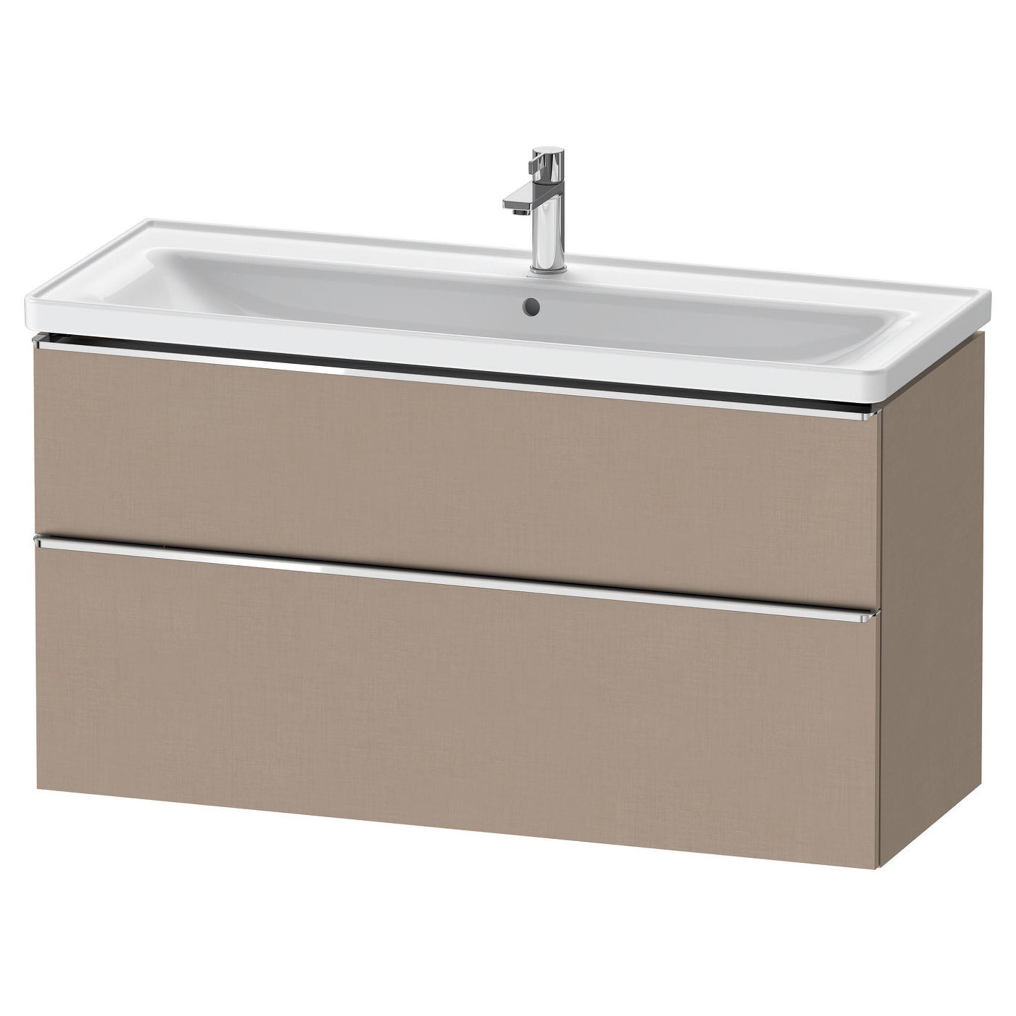 duravit d-neo 1200mm wall mounted vanity unit with d-neo basin matt linen chrome handles