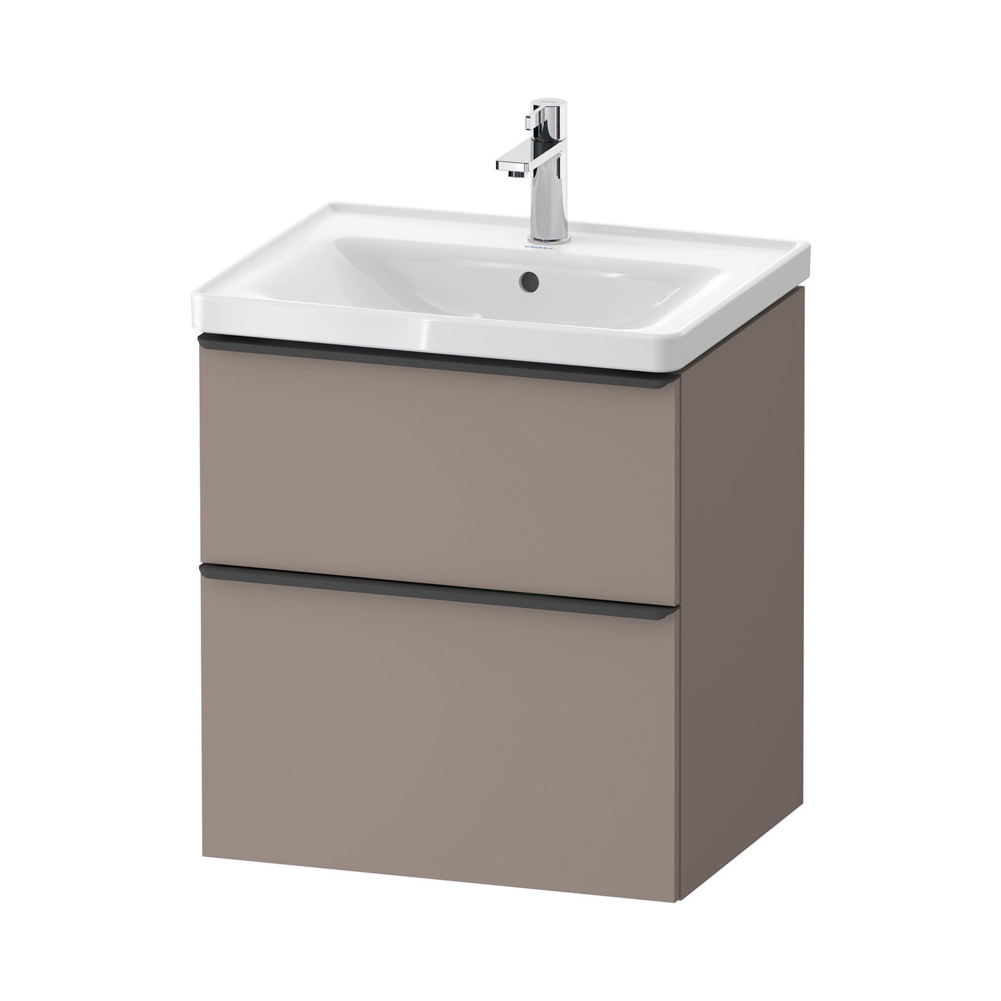 duravit d-neo 600 wall mounted vanity unit with d-neo basin basalt diamond black handles