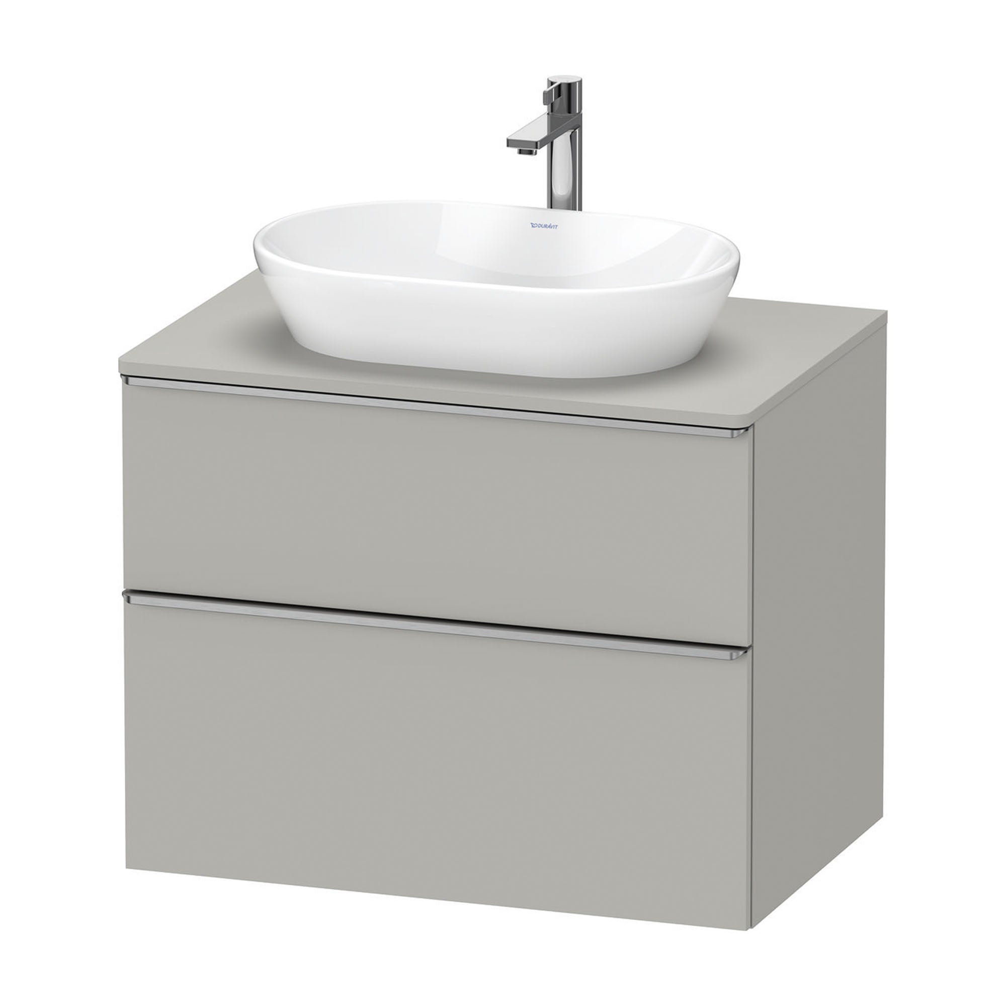 duravit d-neo 800 wall mounted vanity unit with worktop concrete grey stainless steel handles