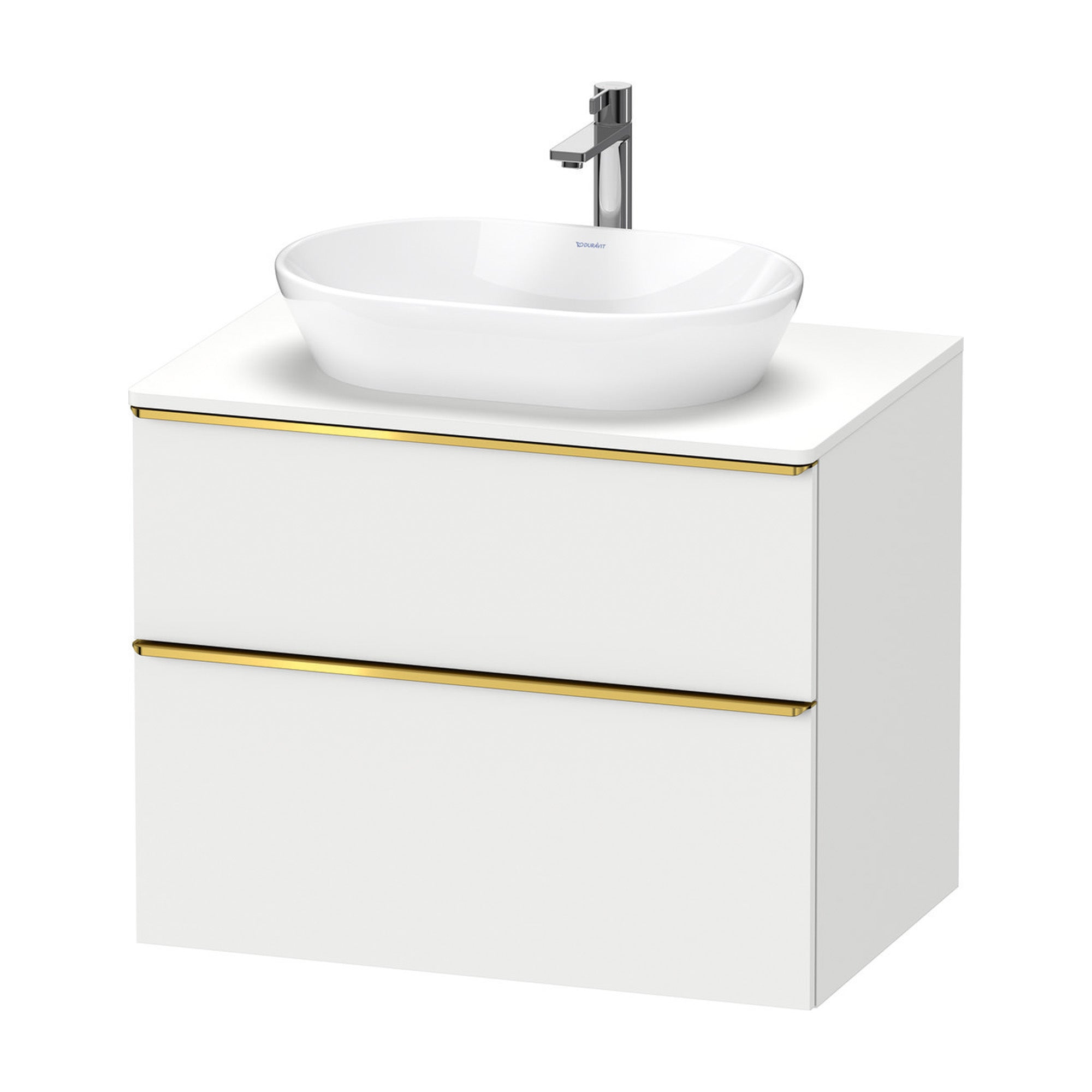 duravit d-neo 800 wall mounted vanity unit with worktop matt white gold handles
