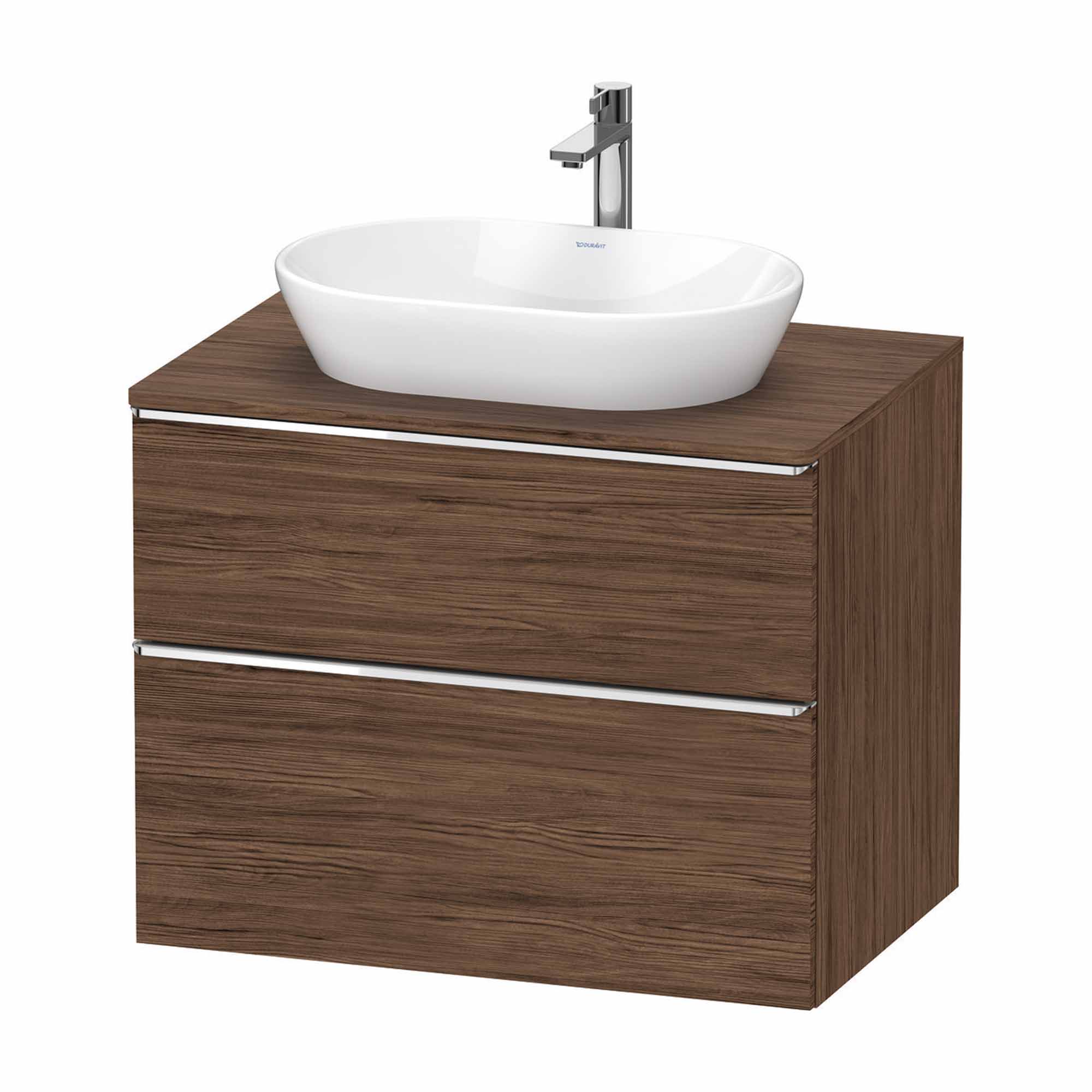 duravit d-neo 800 wall mounted vanity unit with worktop walnut dark matt chrome handles