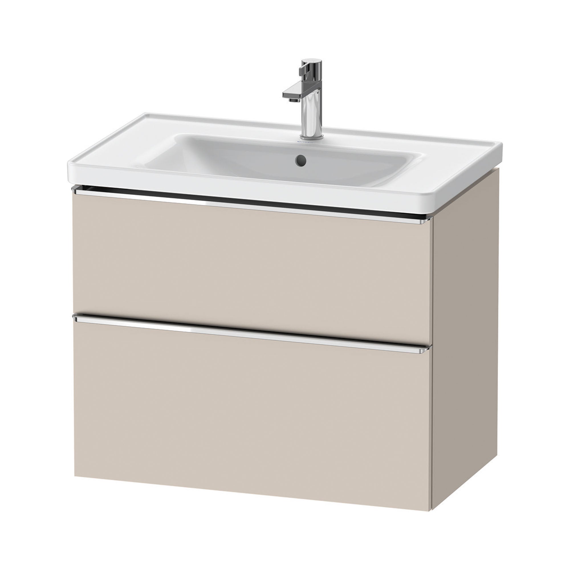 duravit d-neo 800mm wall mounted vanity unit with d-neo basin taupe chrome handles