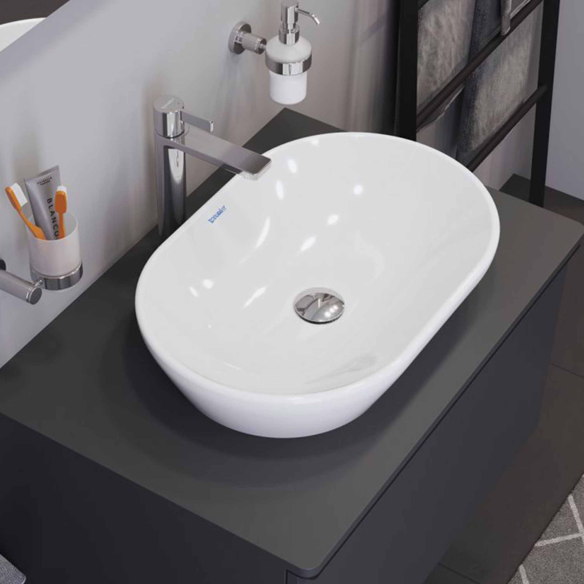 duravit d-neo oval 600 countertop basin gloss white