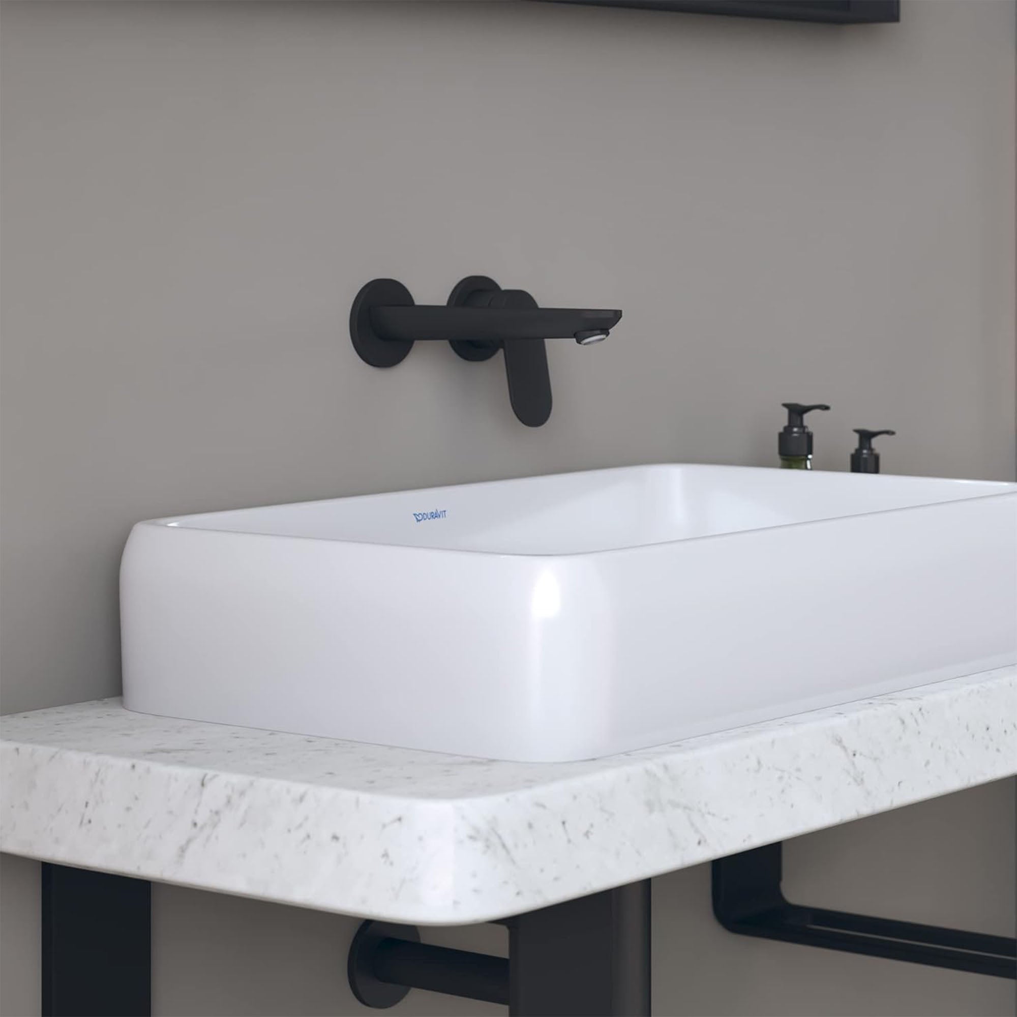 duravit wave 2 hole wall mounted basin mixer matt black