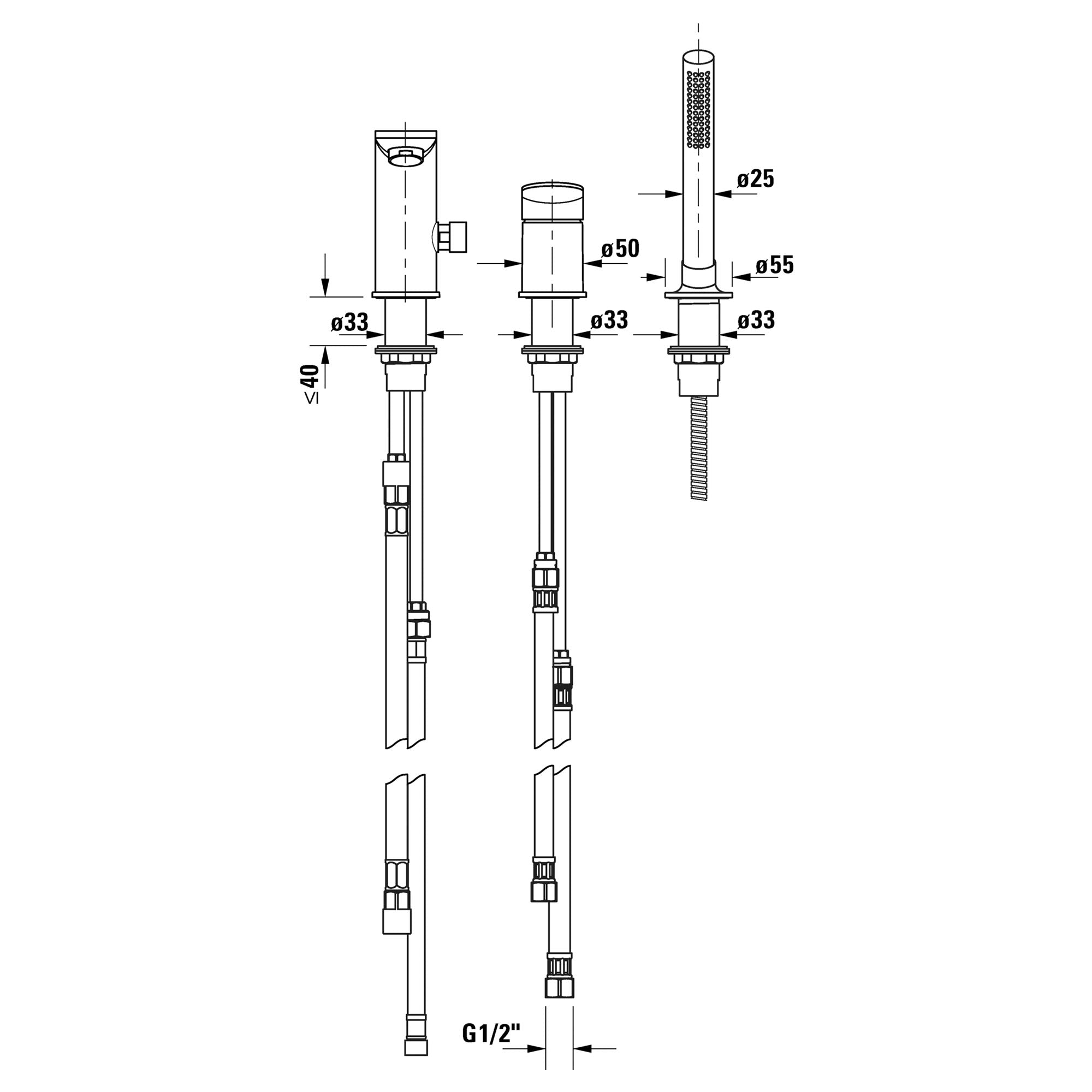 duravit wave 3 hole deck mounted bath shower mixer