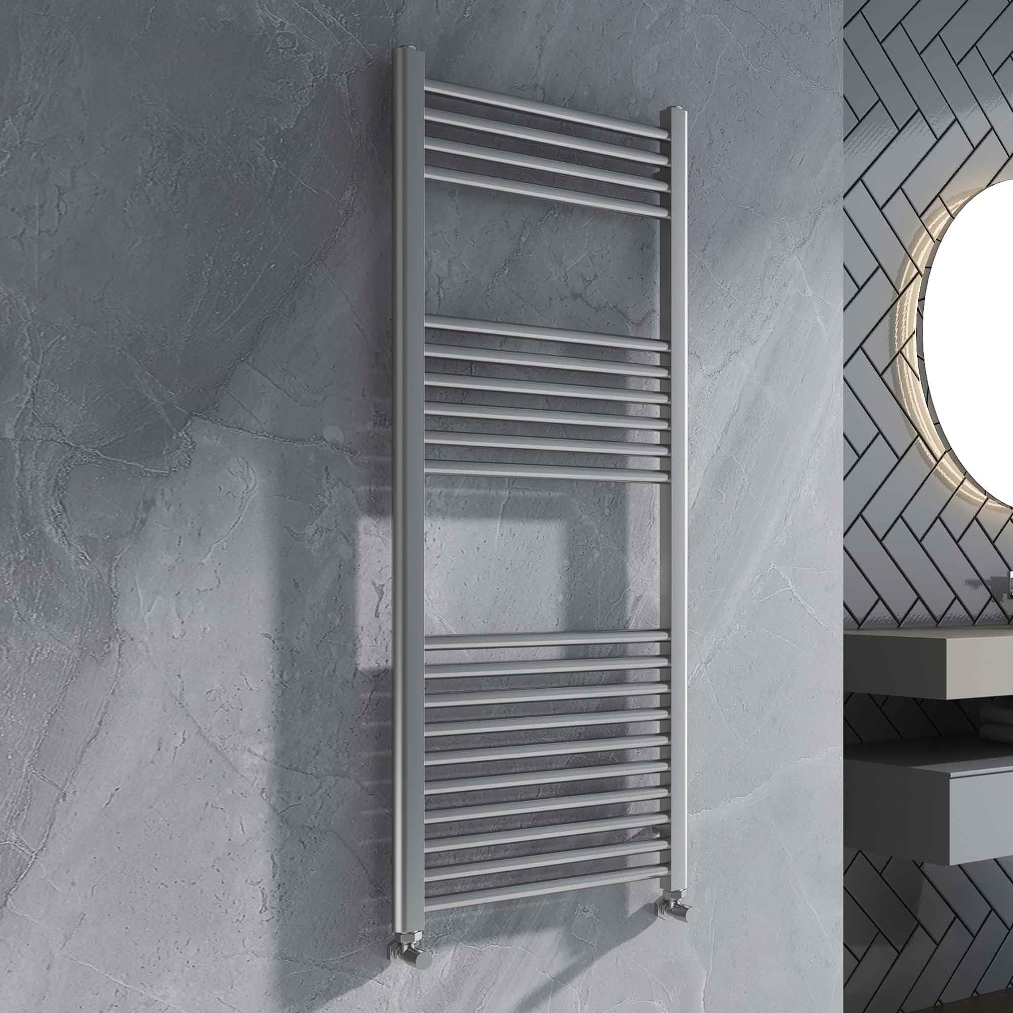 Ebro Straight Ladder Heated Towel Rail - Brushed Nickel