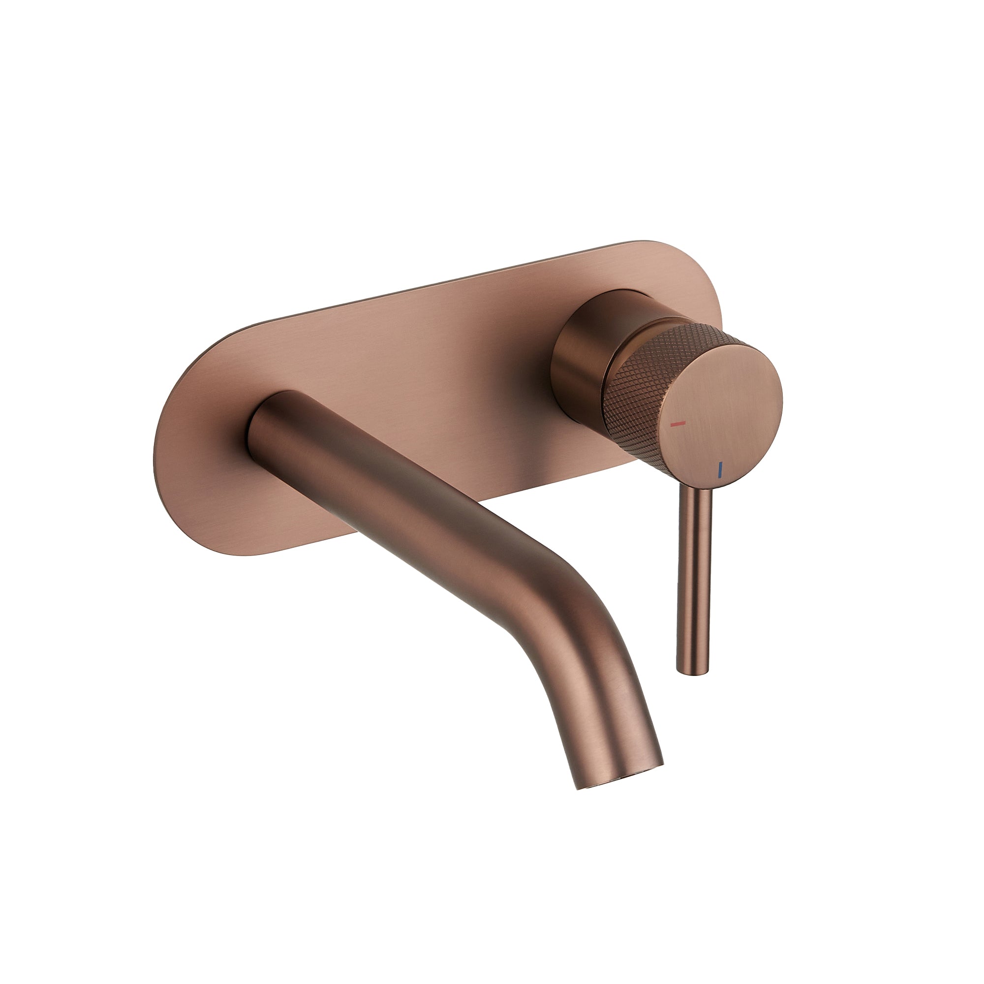elliot 2 hole wall mounted round eco basin mixer brushed bronze
