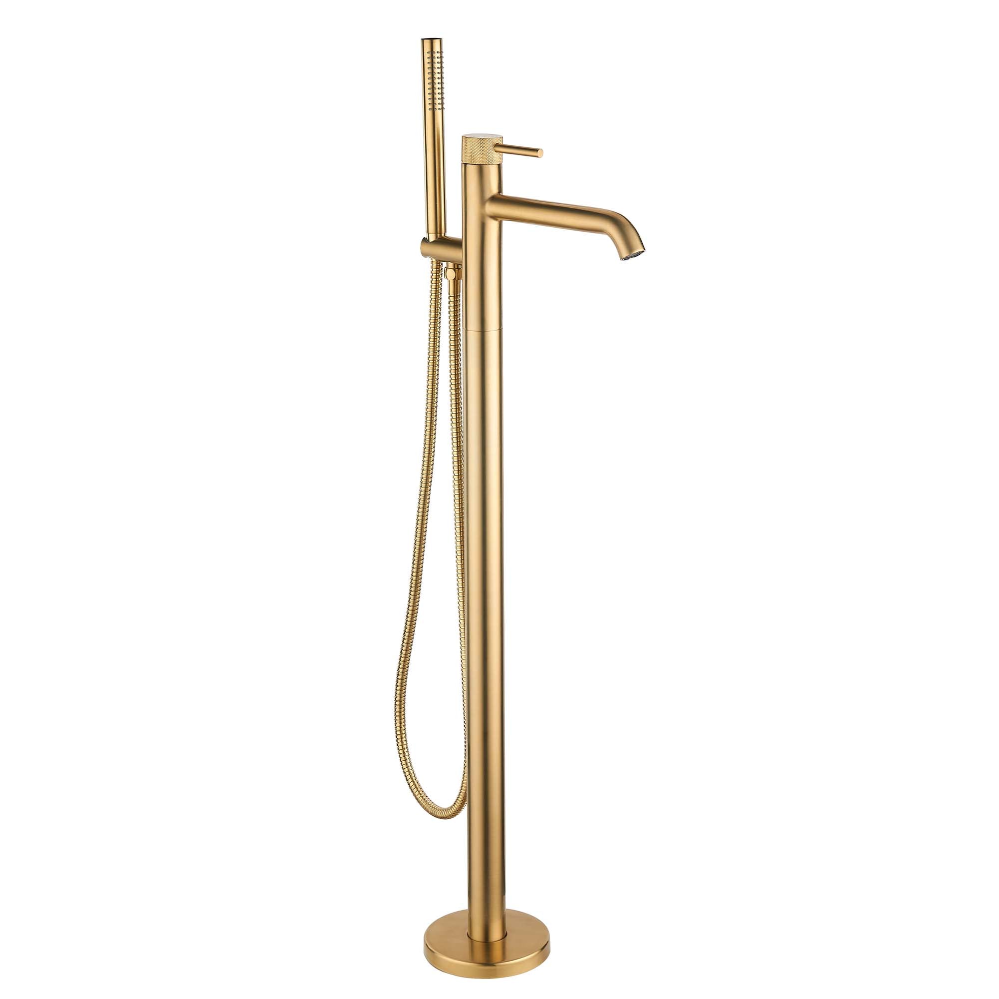 elliot floorstanding bath shower mixer with handset brushed brass