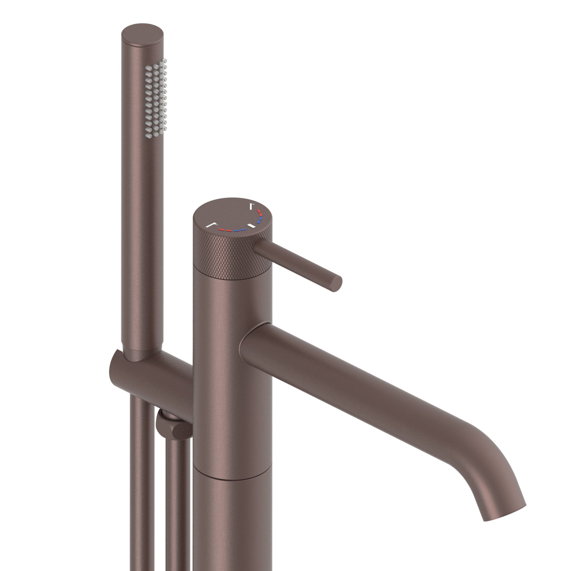 elliot floorstanding bath shower mixer with handset brushed bronze