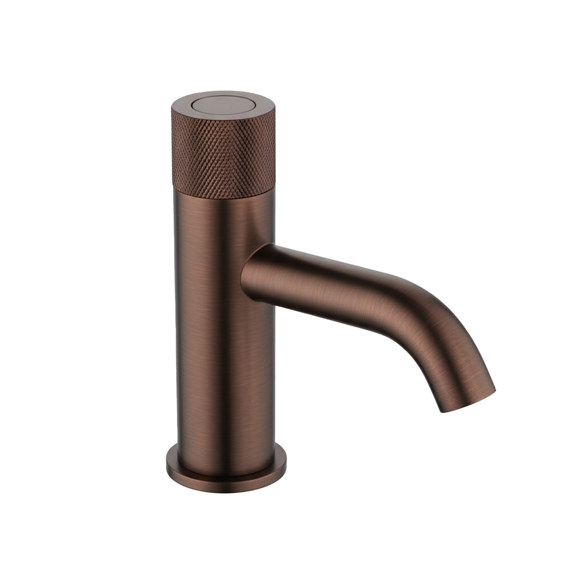 elliot push button knurled basin mixer brushed bronze