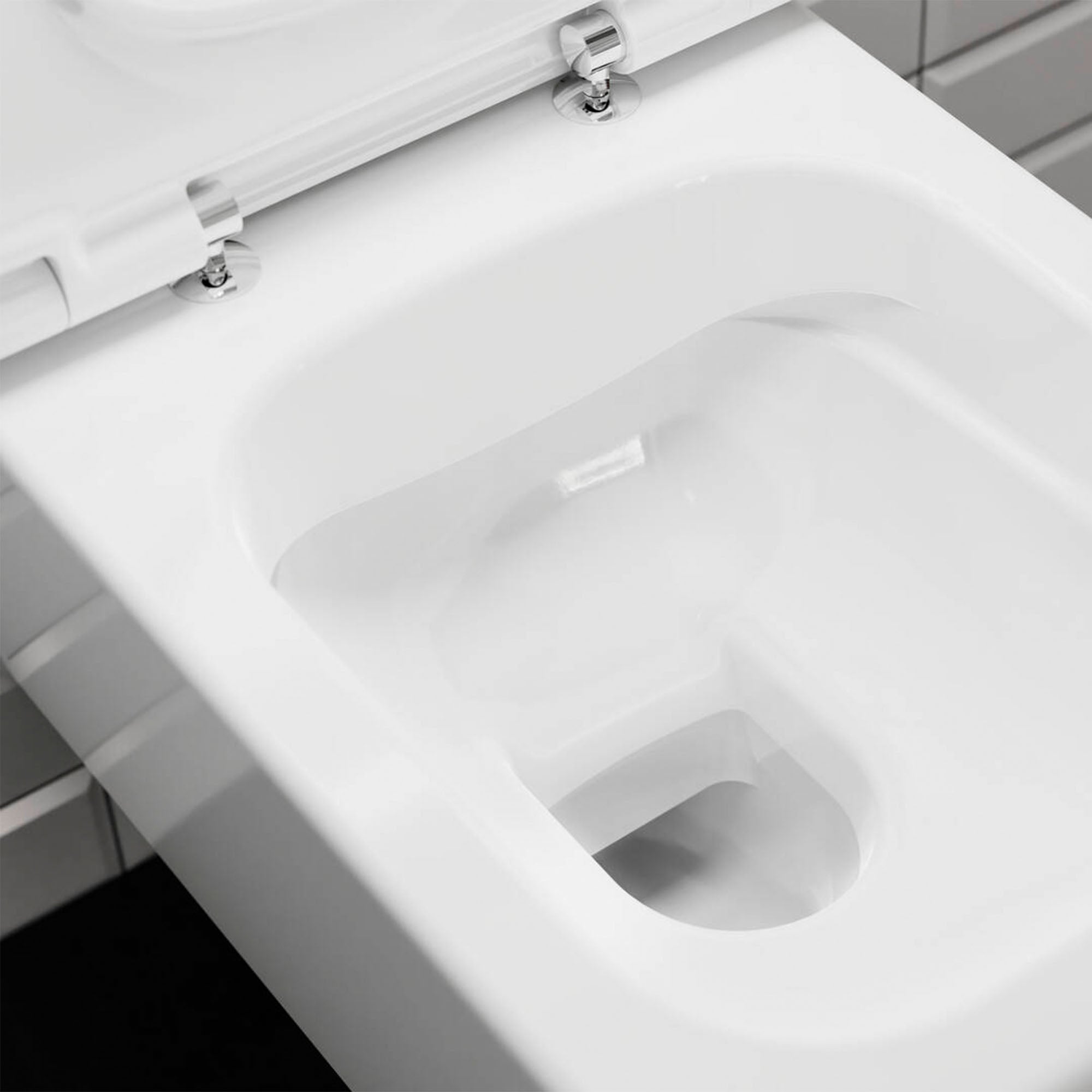 elupura qube rimless wall mounted wc pan with soft close seat white gloss