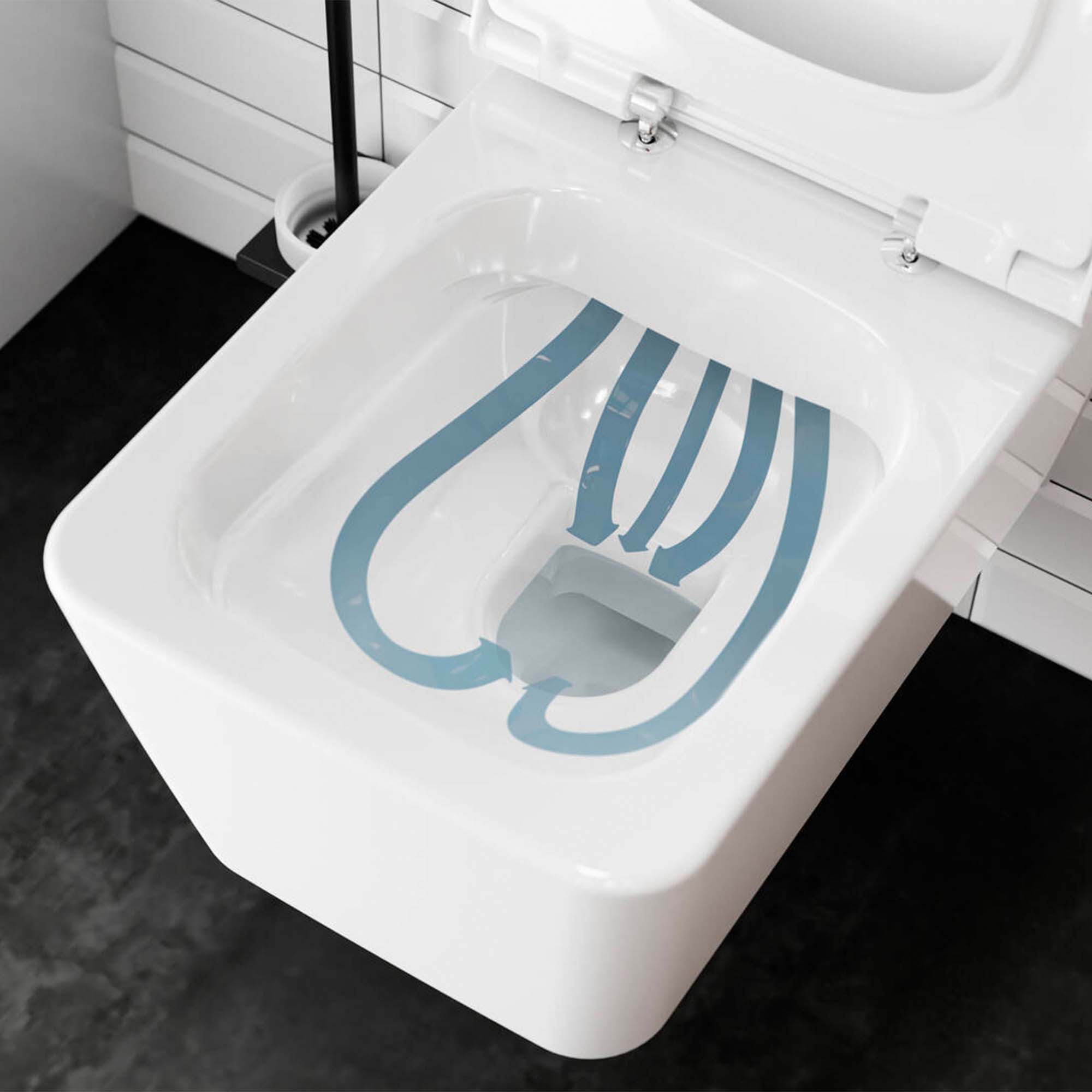 elupura qube rimless wall mounted wc pan with soft close seat white gloss