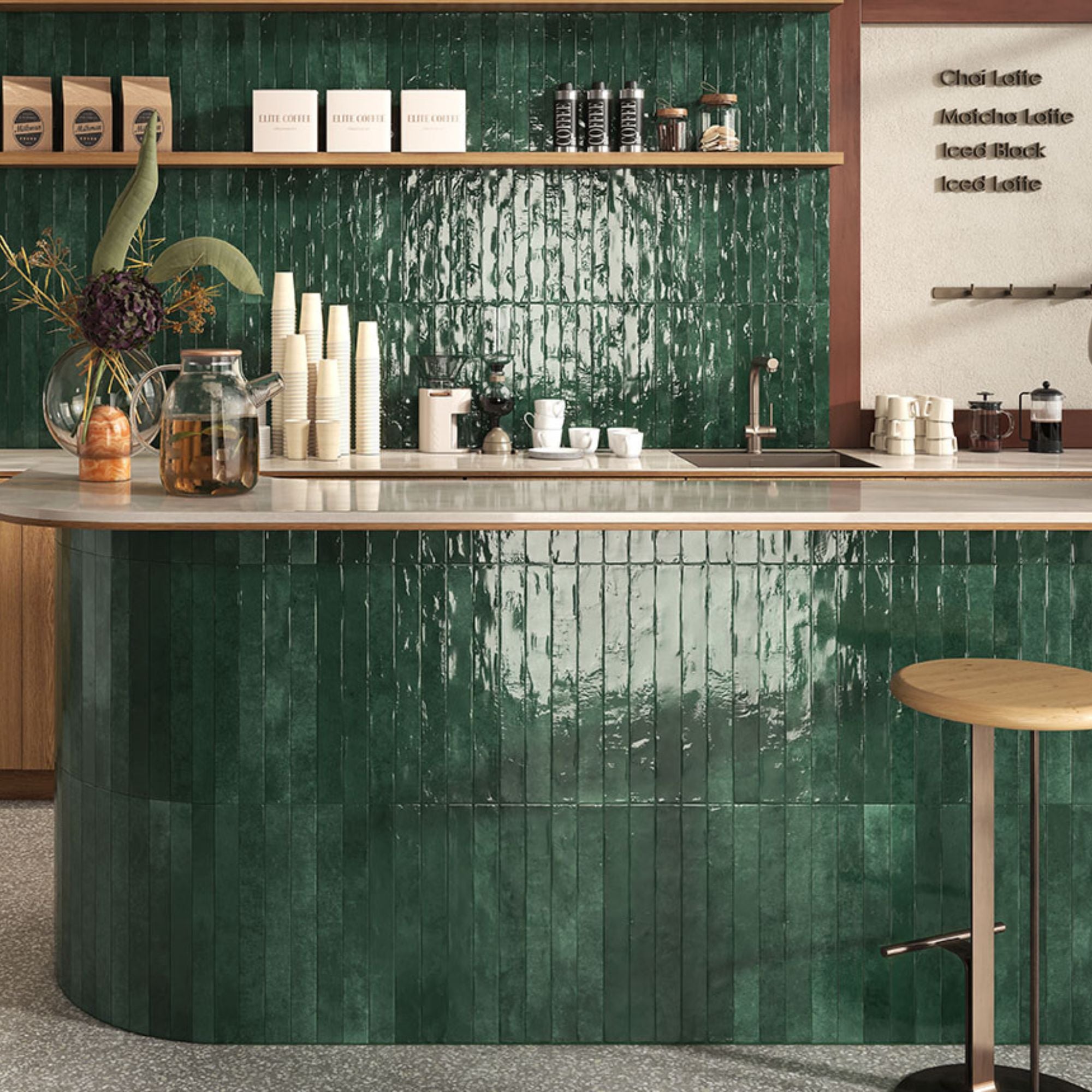 Fado Emerald Porcelain Tile 4.8x45cm Gloss