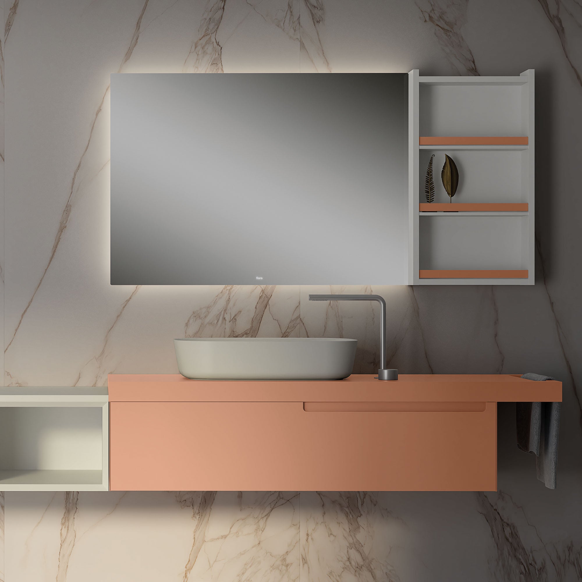 fiora mitter led illuminated rectangular bathroom mirror 100x80