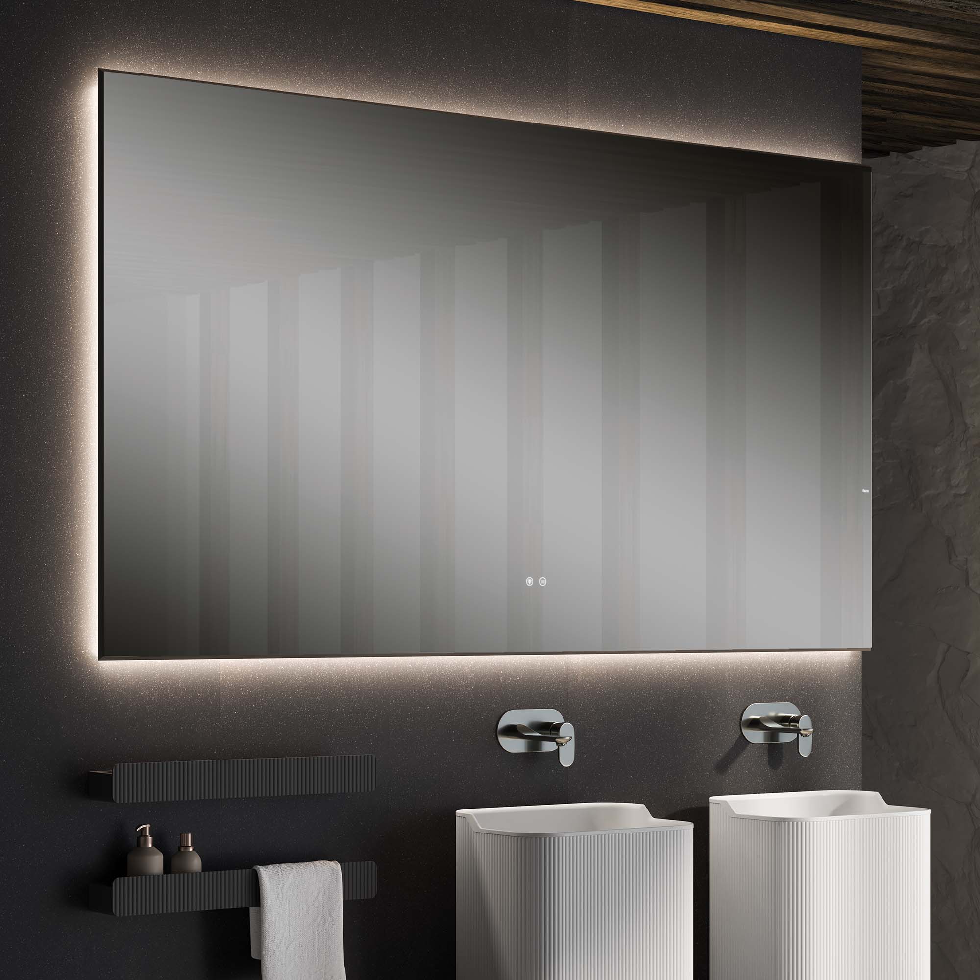 fiora mitter led illuminated rectangular bathroom mirror 120x80