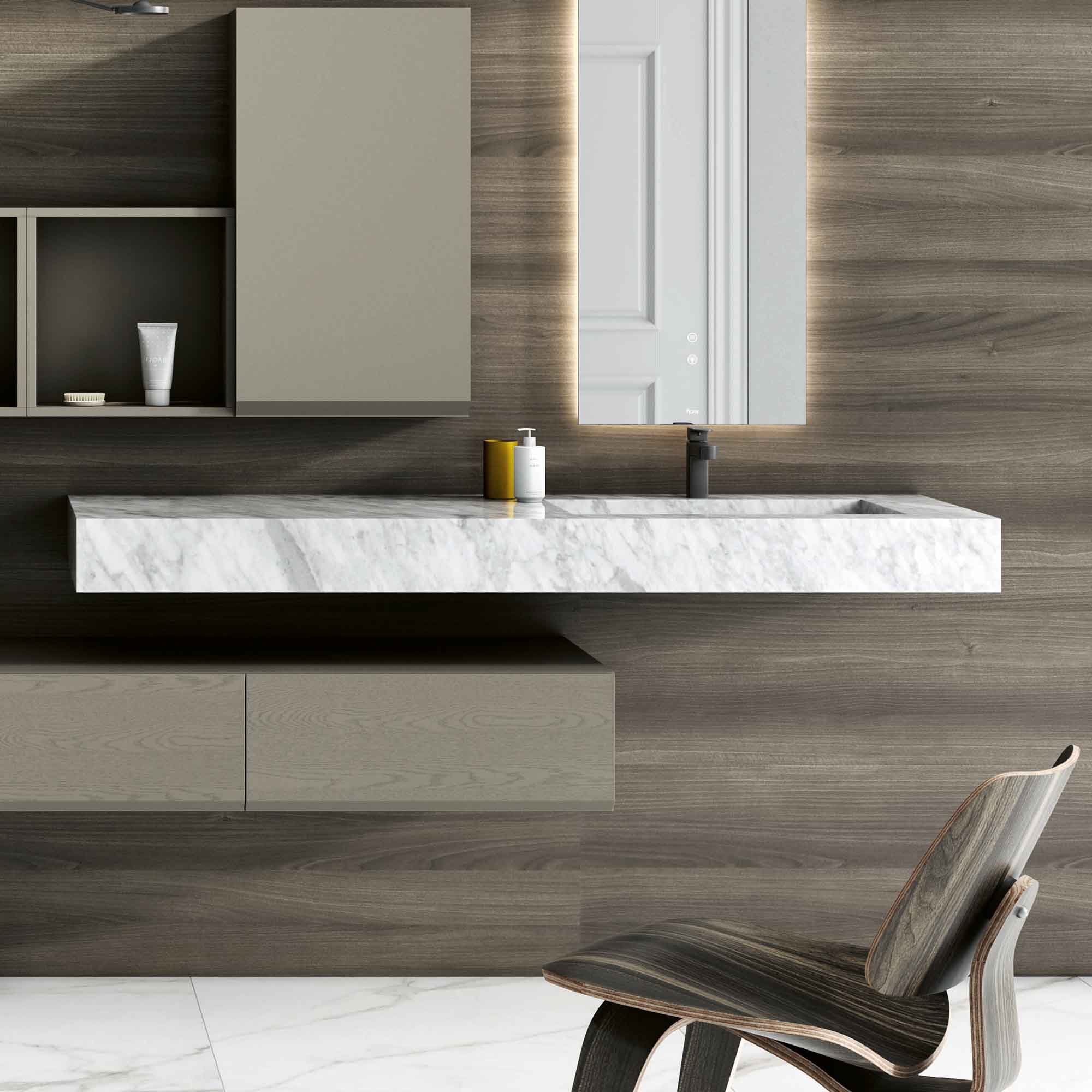 Fiora Pure Designer Floating Tabletop Console with Built-In Basin