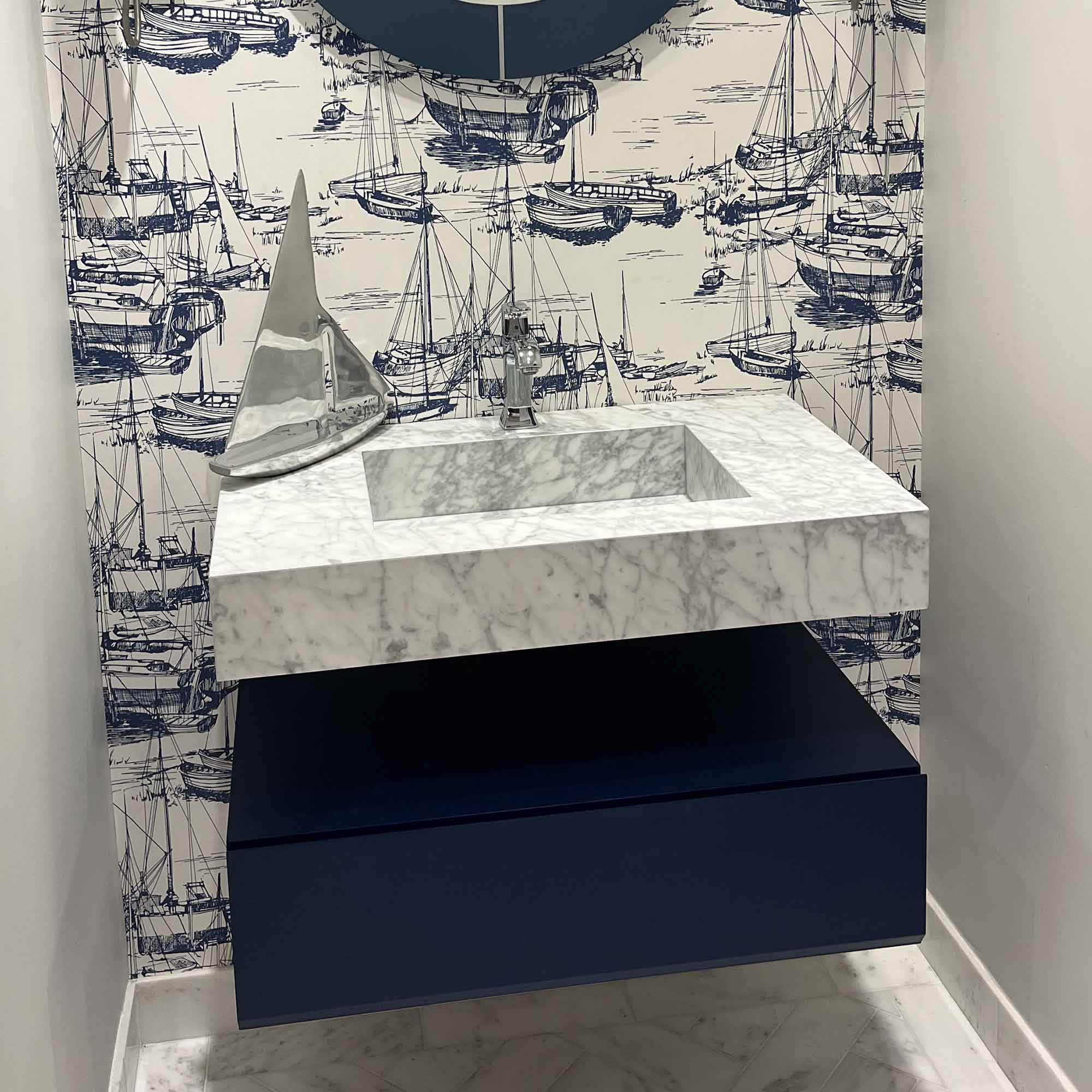 Fiora Pure Designer Floating Tabletop Console with Built-In Basin