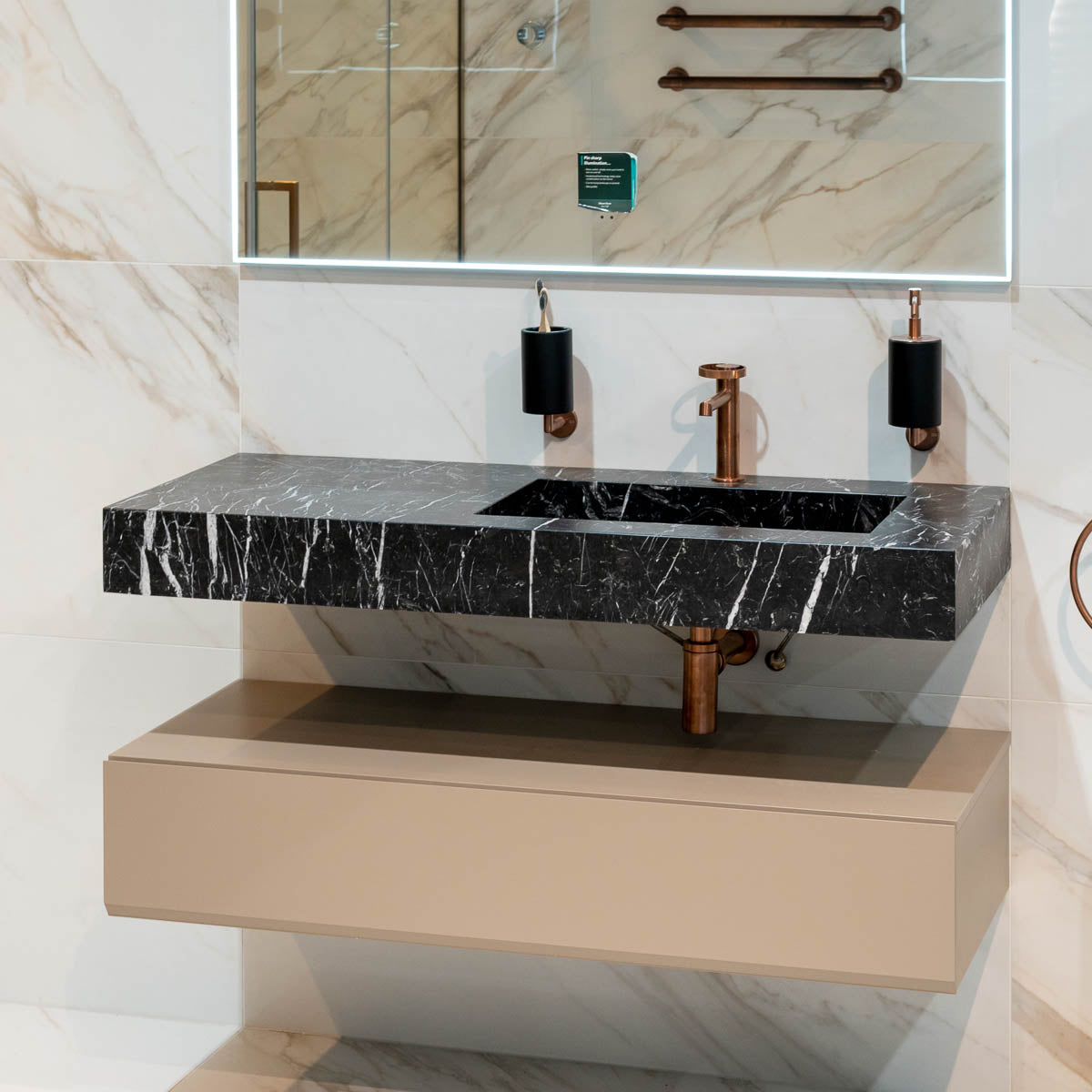 Fiora Pure Designer Floating Tabletop Console with Built-In Basin