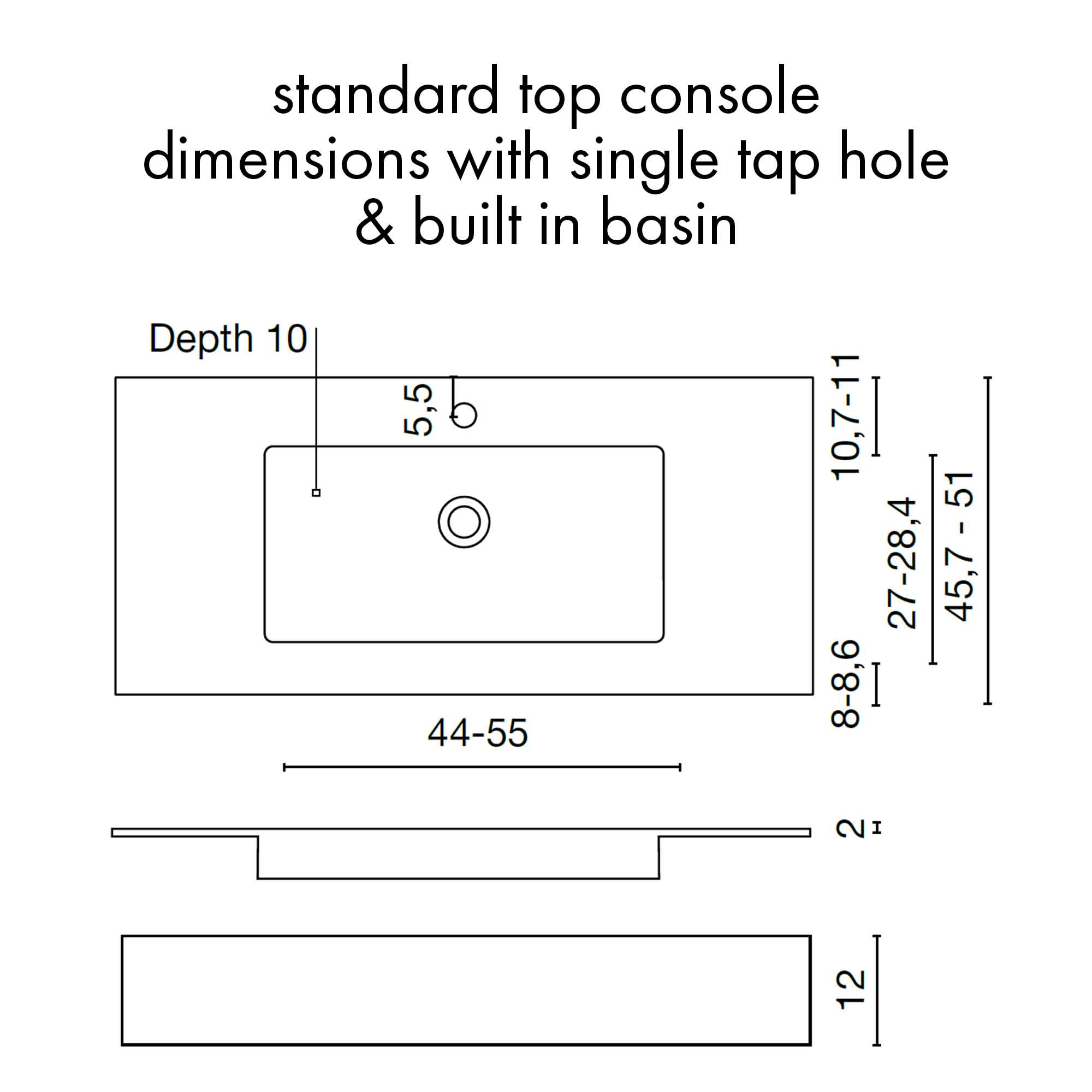 Fiora Pure Designer Floating Tabletop Console with Built-In Basin