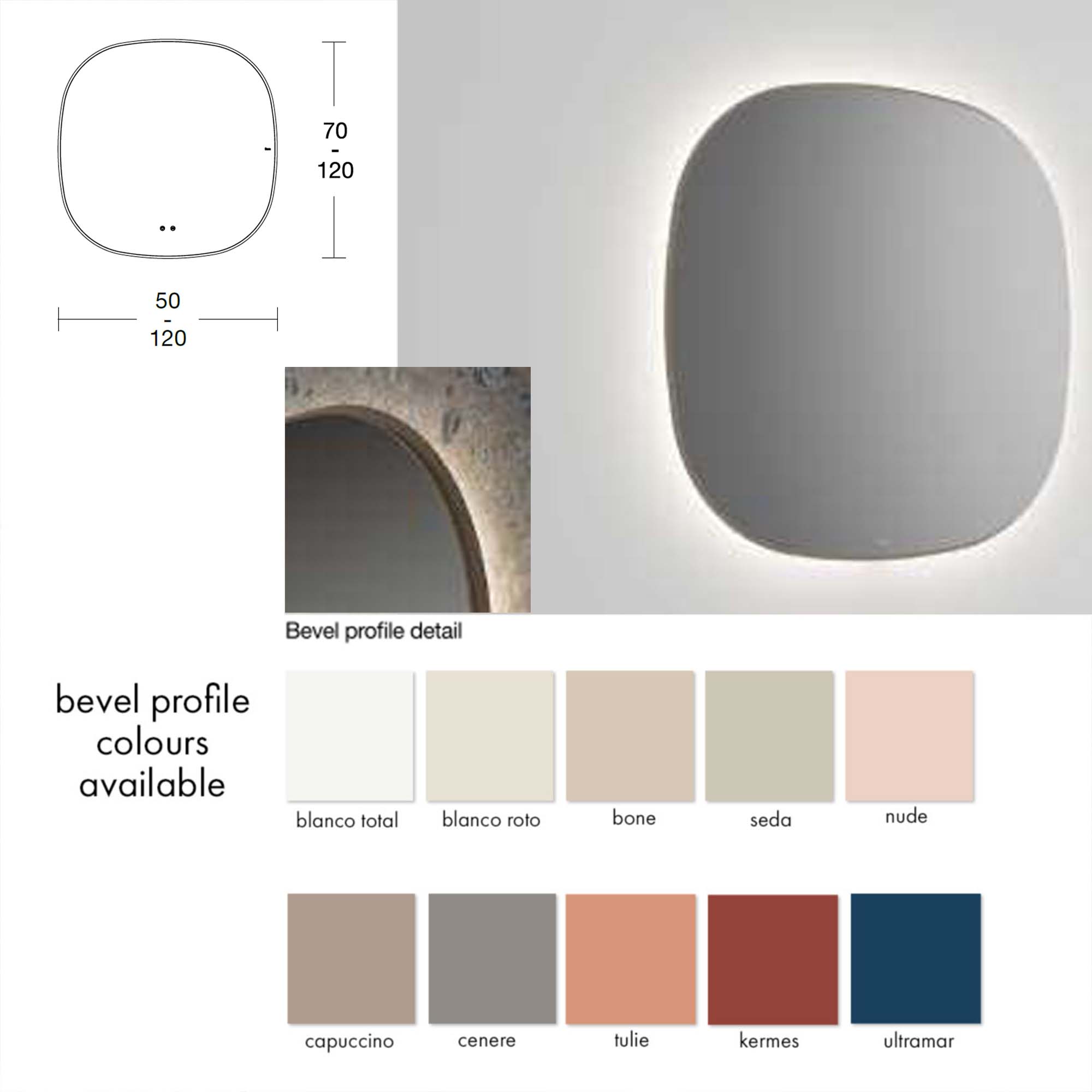 fiora shape led illuminated bathroom mirror