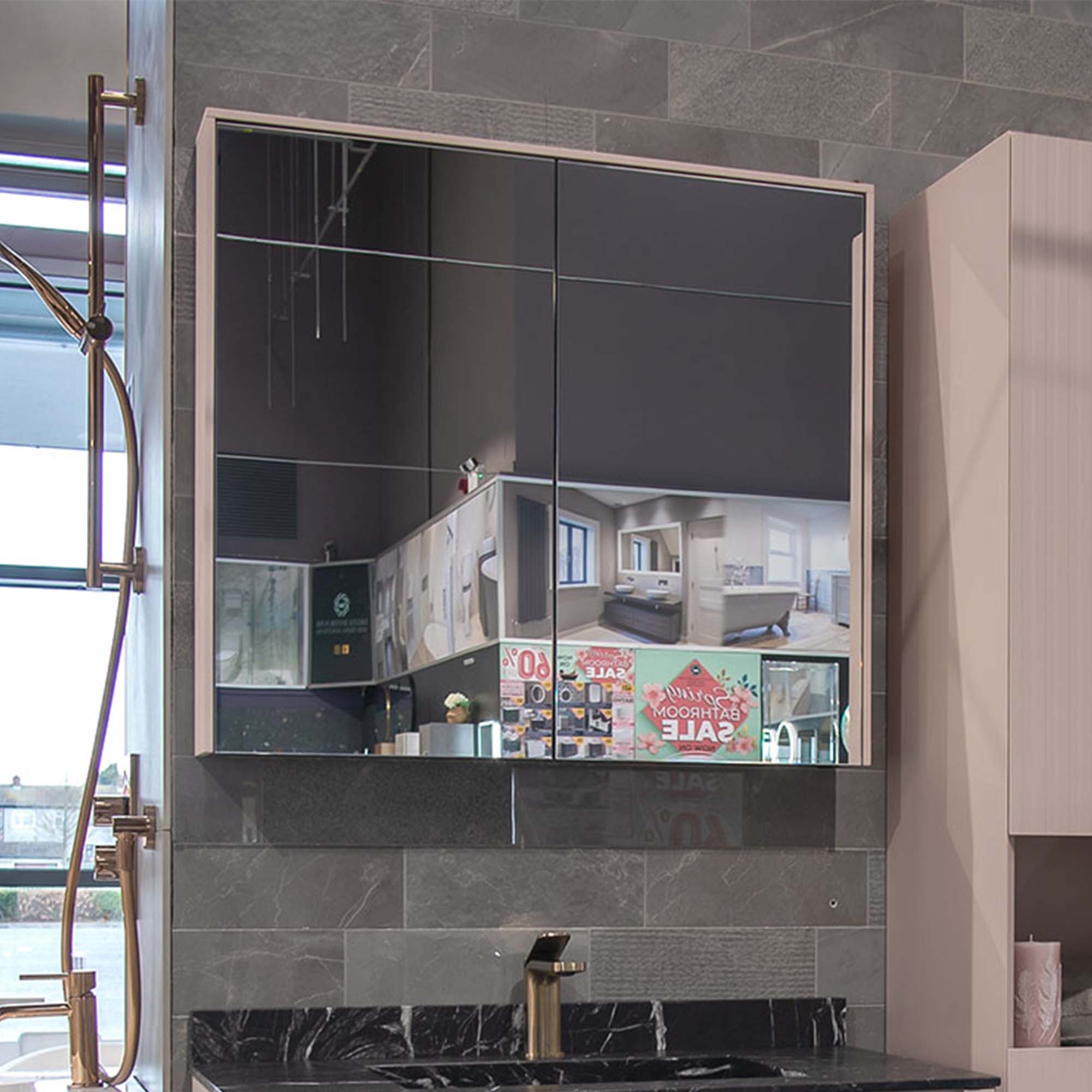 fiora synergy double door mirror cabinet