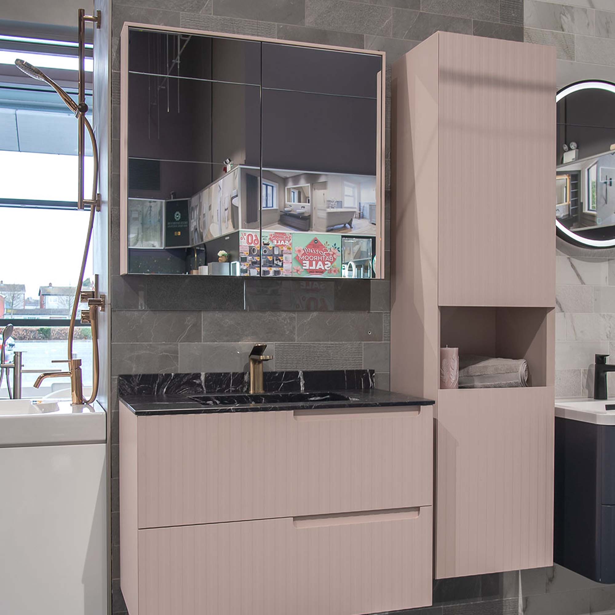 fiora synergy double door mirror cabinet