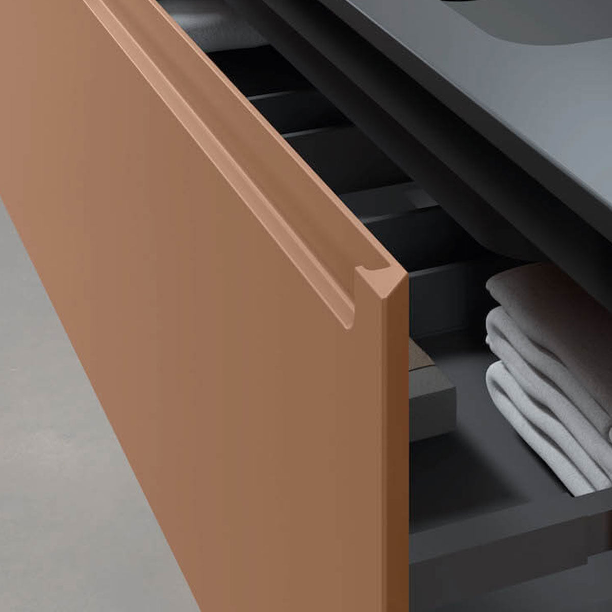 Fiora Synergy Designer Double Drawer Wall Hung Vanity Unit with White Top & Built-In Single Basin