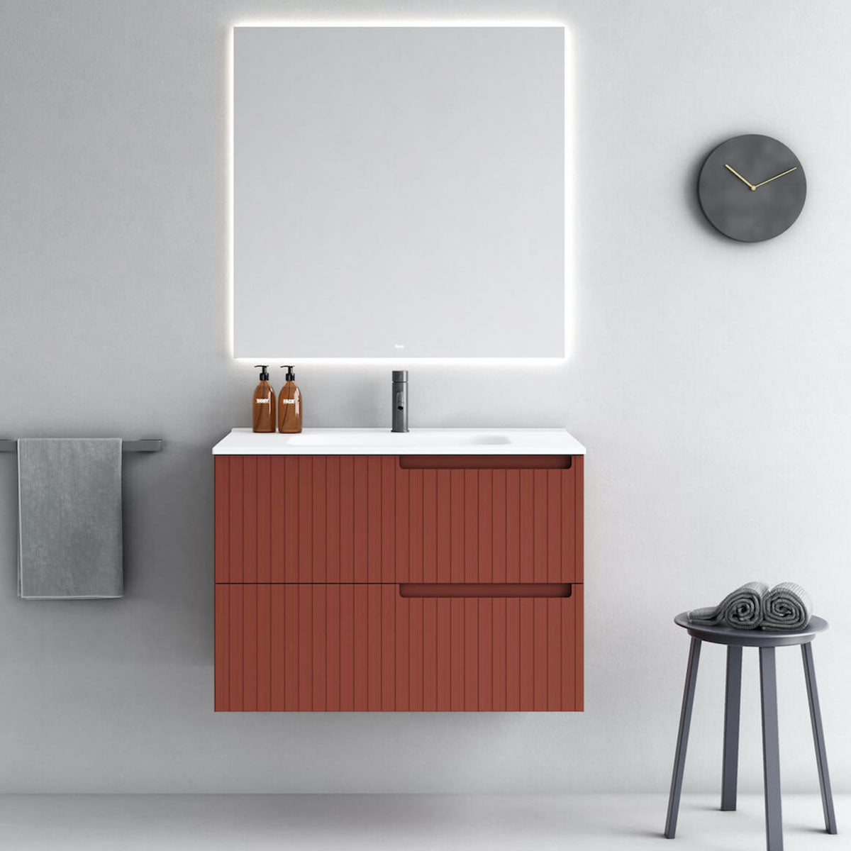 Fiora Synergy Designer Double Drawer Wall Hung Vanity Unit with White Top & Built-In Single Basin