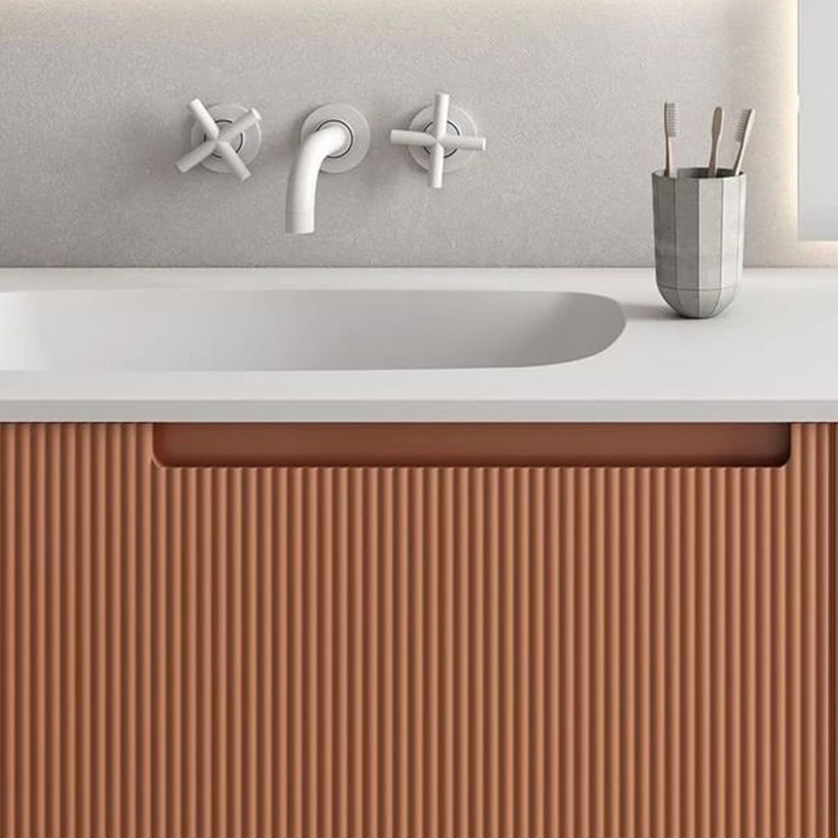 Fiora Synergy Designer Wall Mounted 1-Drawer Vanity Unit with Single Tap Hole Ceramic Basin