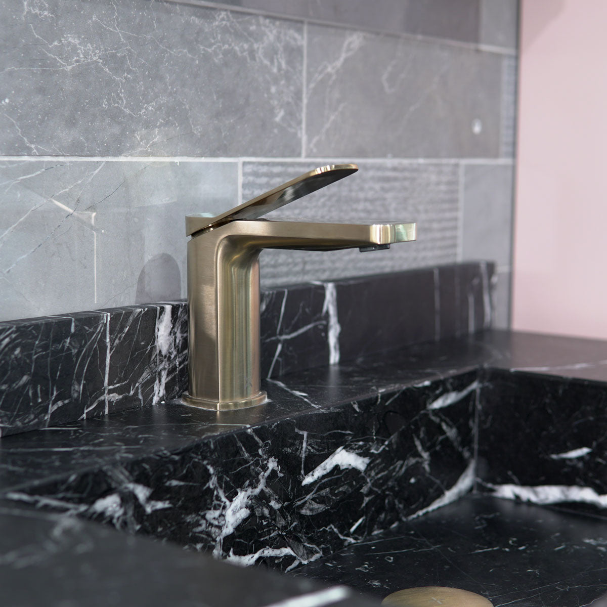 Fiora Synergy Designer 2 Drawer Wall Hung Vanity Unit with Natural Stone Top and Semi-Inset Single Basin