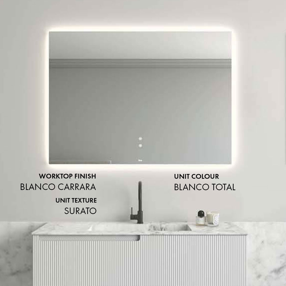 Fiora Synergy Designer 2 Drawer Wall Hung Vanity Unit with Natural Stone Top and Semi-Inset Single Basin