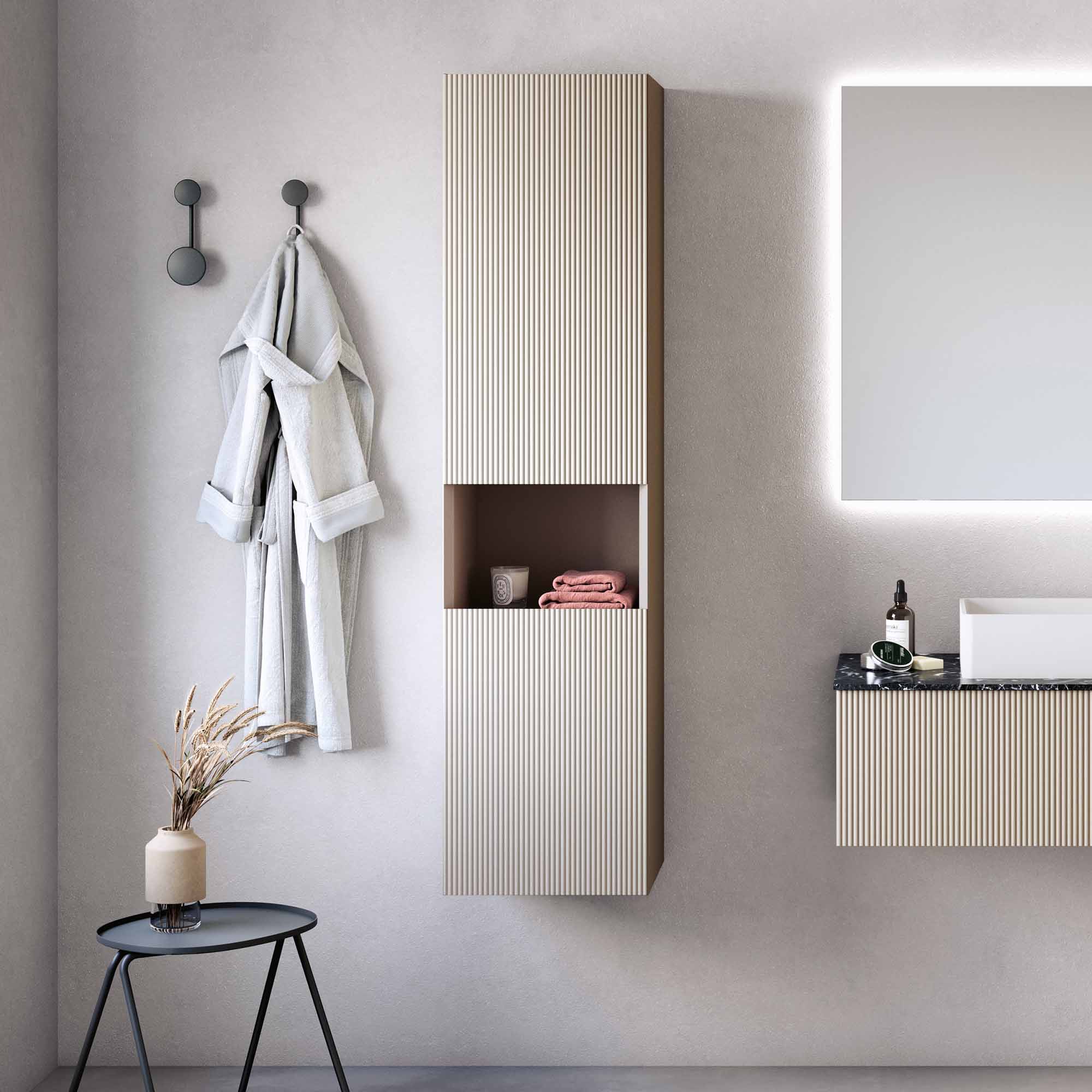 fiora synergy wall mounted tall cabinet surato bone