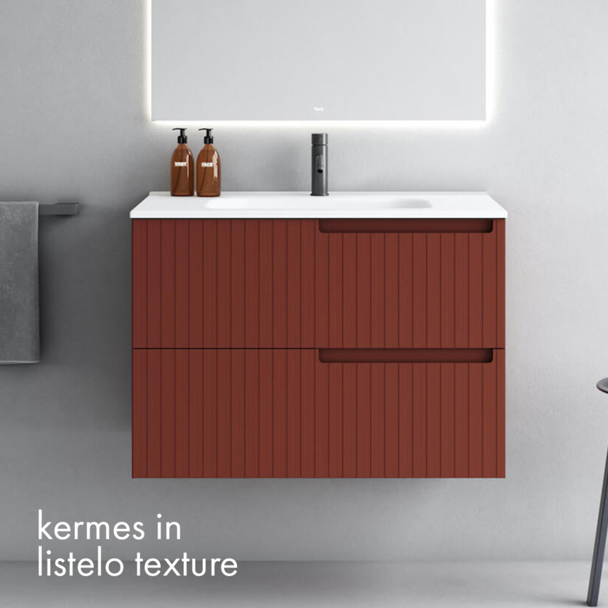 Fiora Synergy Designer Wall Mounted 1-Drawer Vanity Unit with Blanco Carrara Top and Built-In Basin