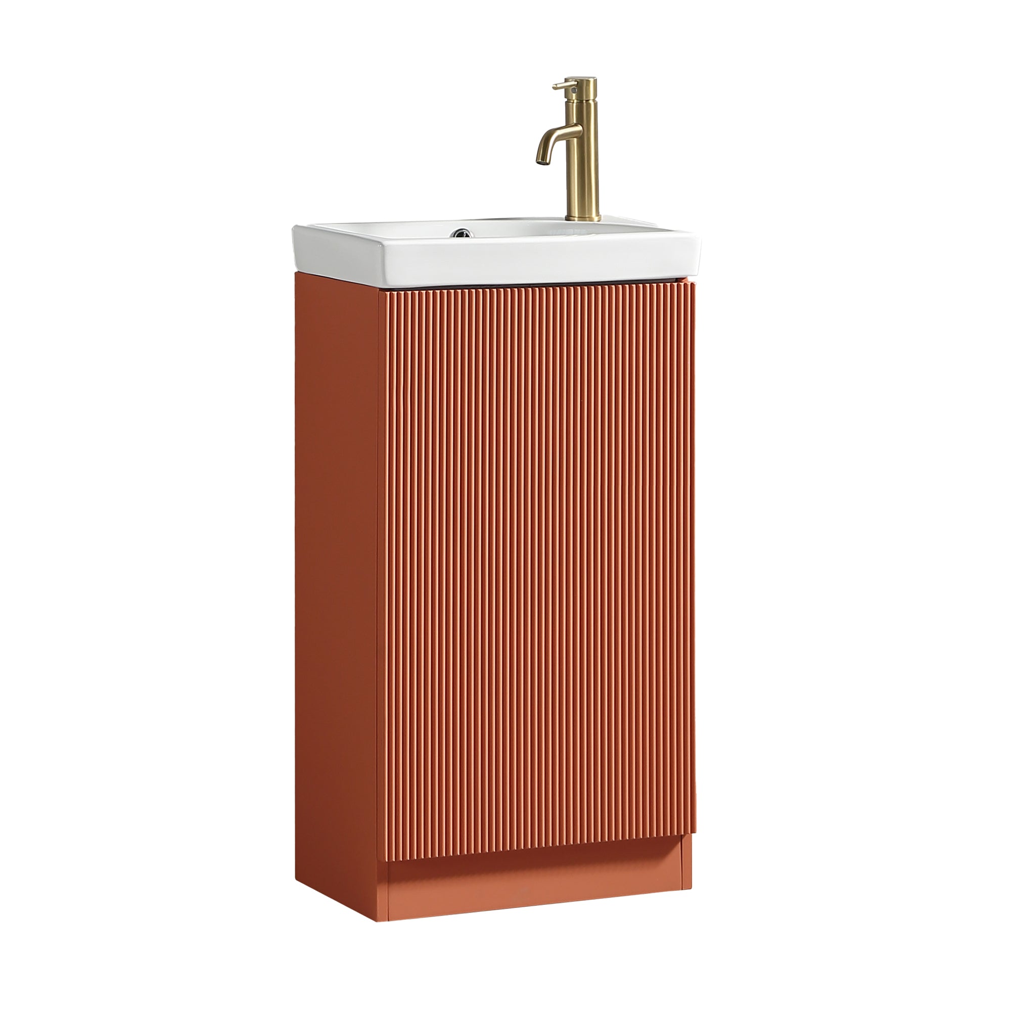 florence floorstanding cloakroom vanity unit with basin bruciata orange