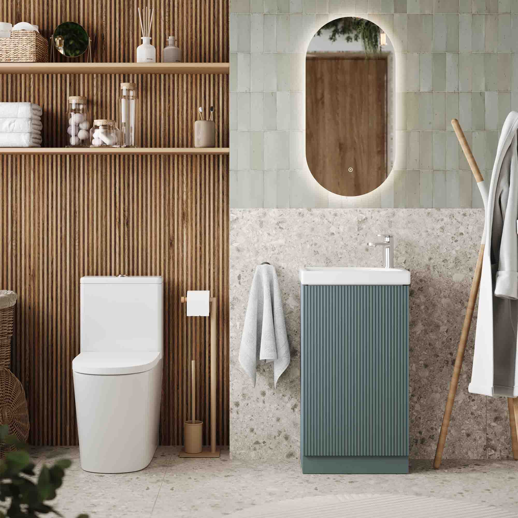 florence floorstanding cloakroom vanity unit with basin smoked sage