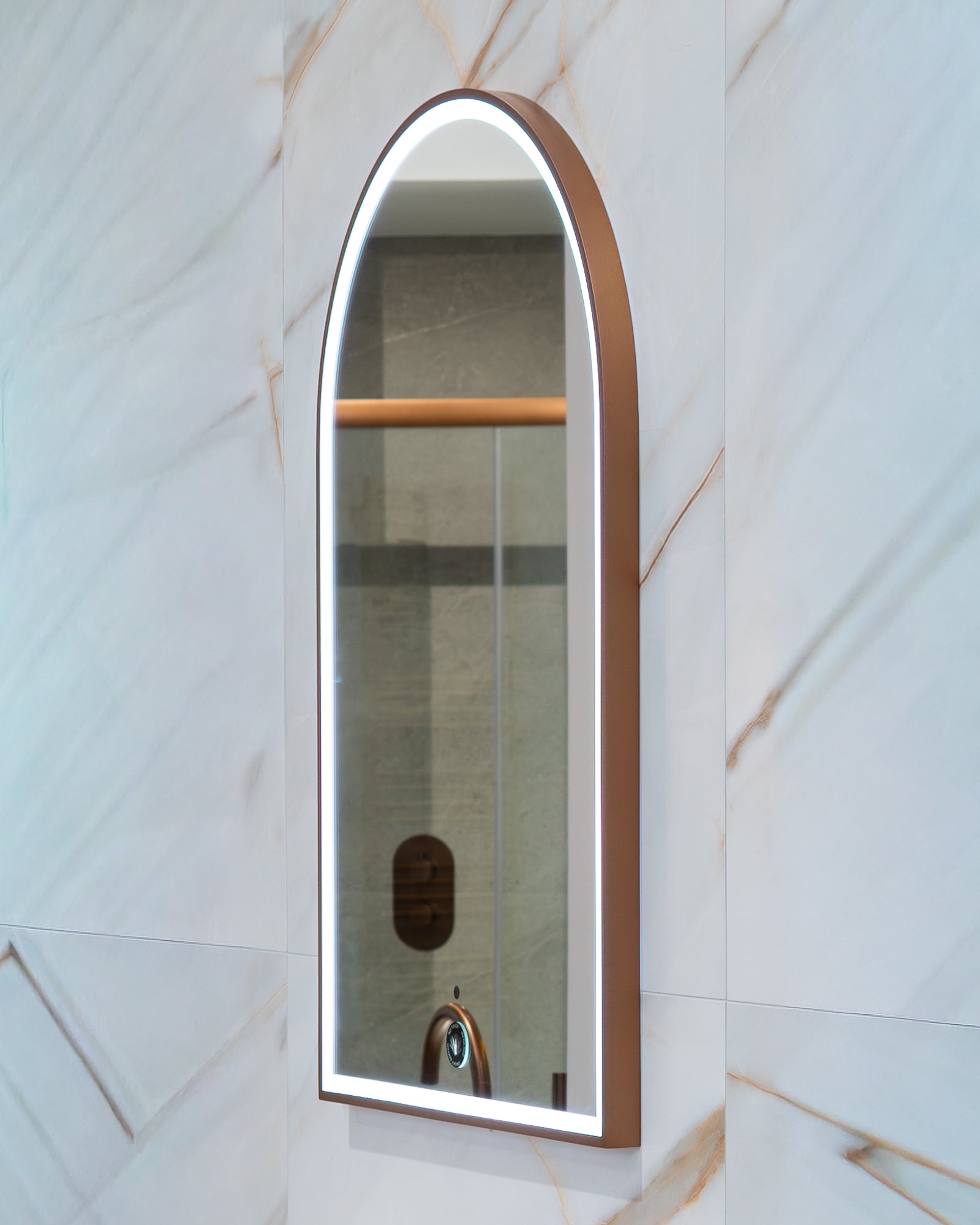 Granlusso Galleria Arch Framed LED Bathroom Mirror brushed bronze