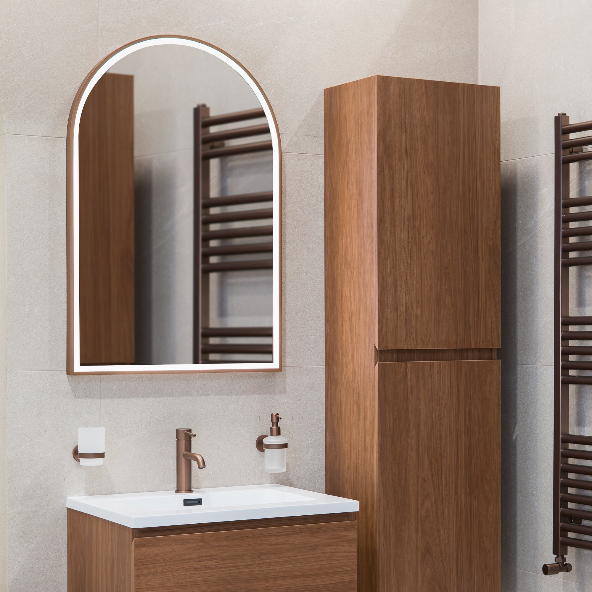 Granlusso Galleria Arch Framed LED Bathroom Mirror - brushed bronze