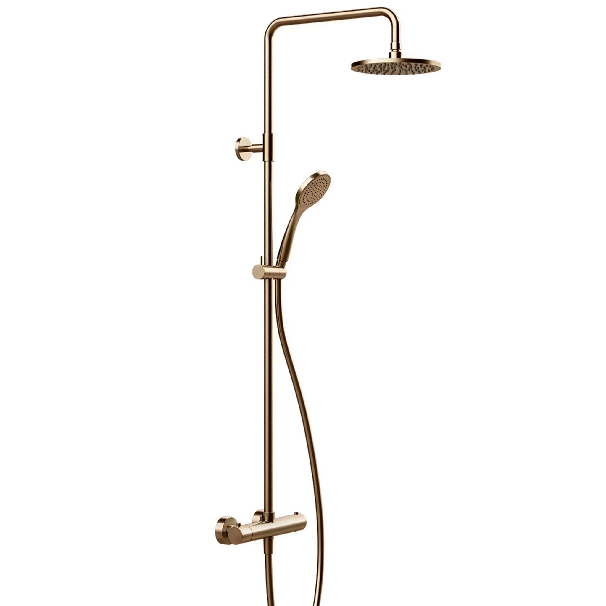 Gessi Emporio Exposed Thermostatic Rigid Riser Shower - Warm Brushed Bronze Finish - Deluxe bathrooms, Ireland