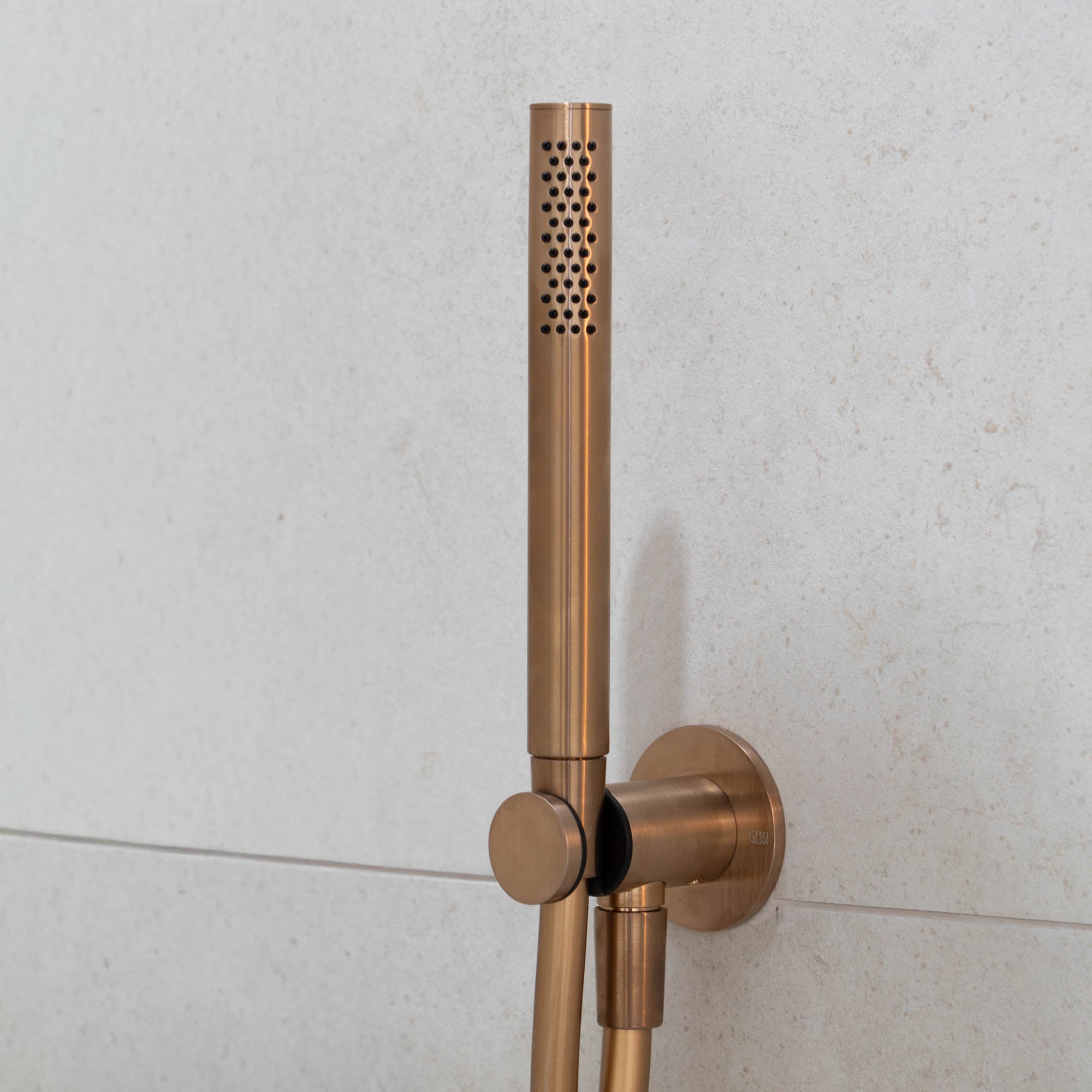 gessi via manzoni pencil shower handset warm bronze brushed