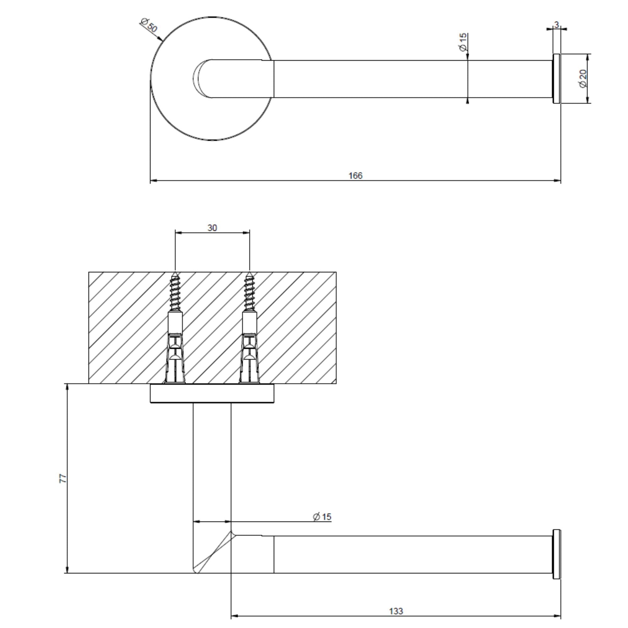 Gessi Manzoni Toilet Roll Holder Technical Drawing with Dimensions Deluxe Bathrooms