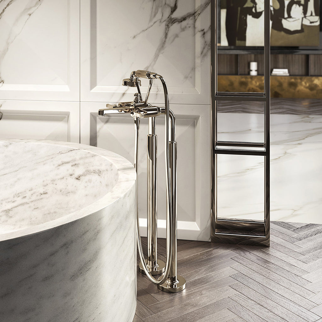 Gessi Venti20 Freestanding Bath Shower Mixer, supplied by Deluxe Bathrooms.