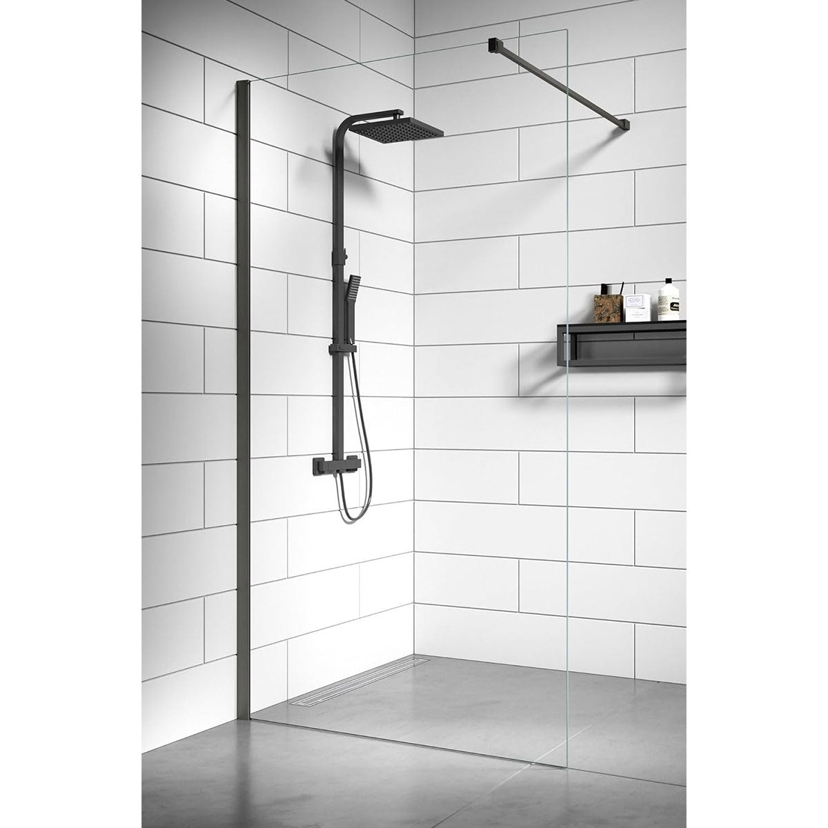 Granlusso 8 Clear Glass Wetroom Shower Screen - Gunmetal
