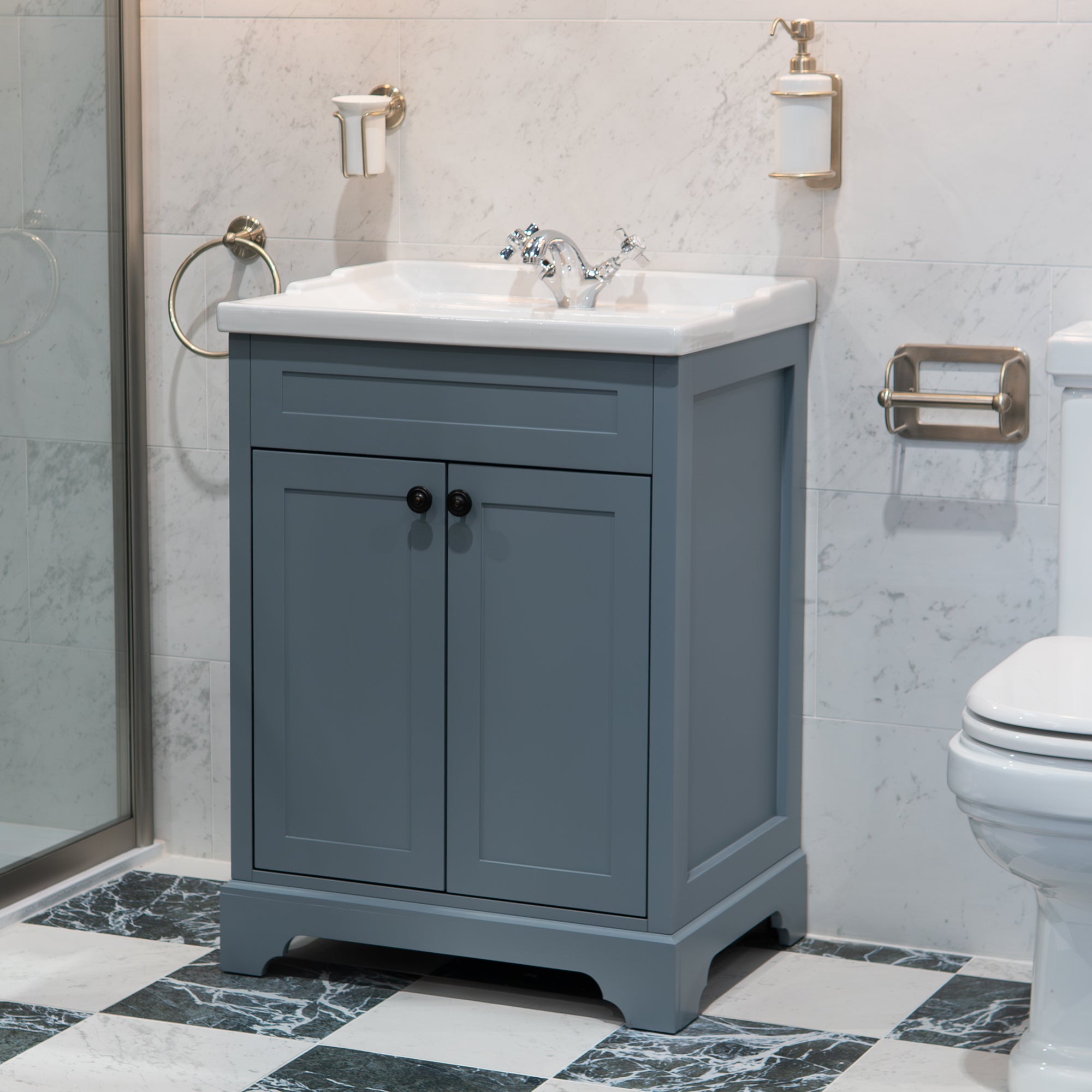 Granlusso Ailesbury Floorstanding 2-Door Vanity Unit and Basin - Blue Cobalt