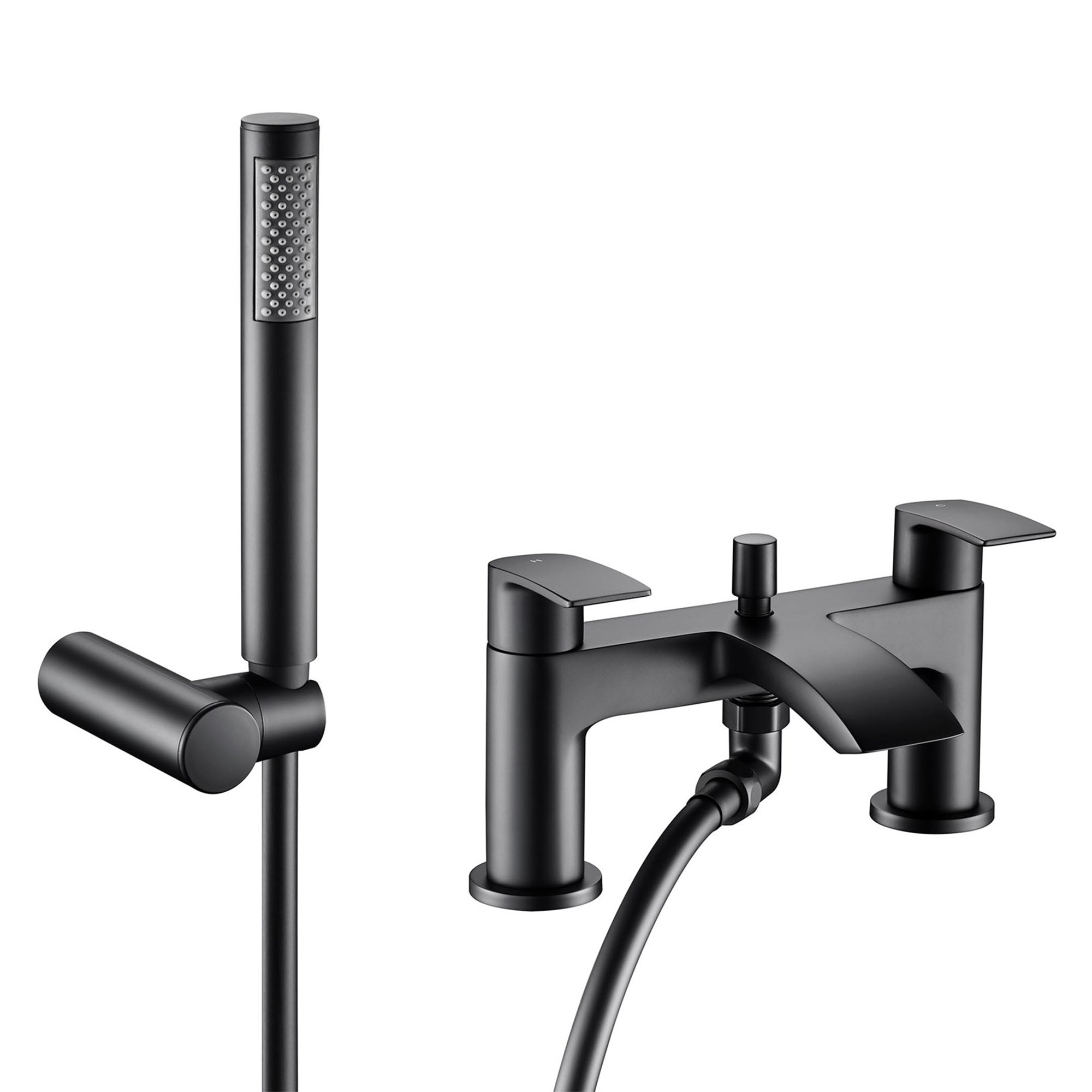 granlusso amalfi bath shower mixer with handset kit matt black
