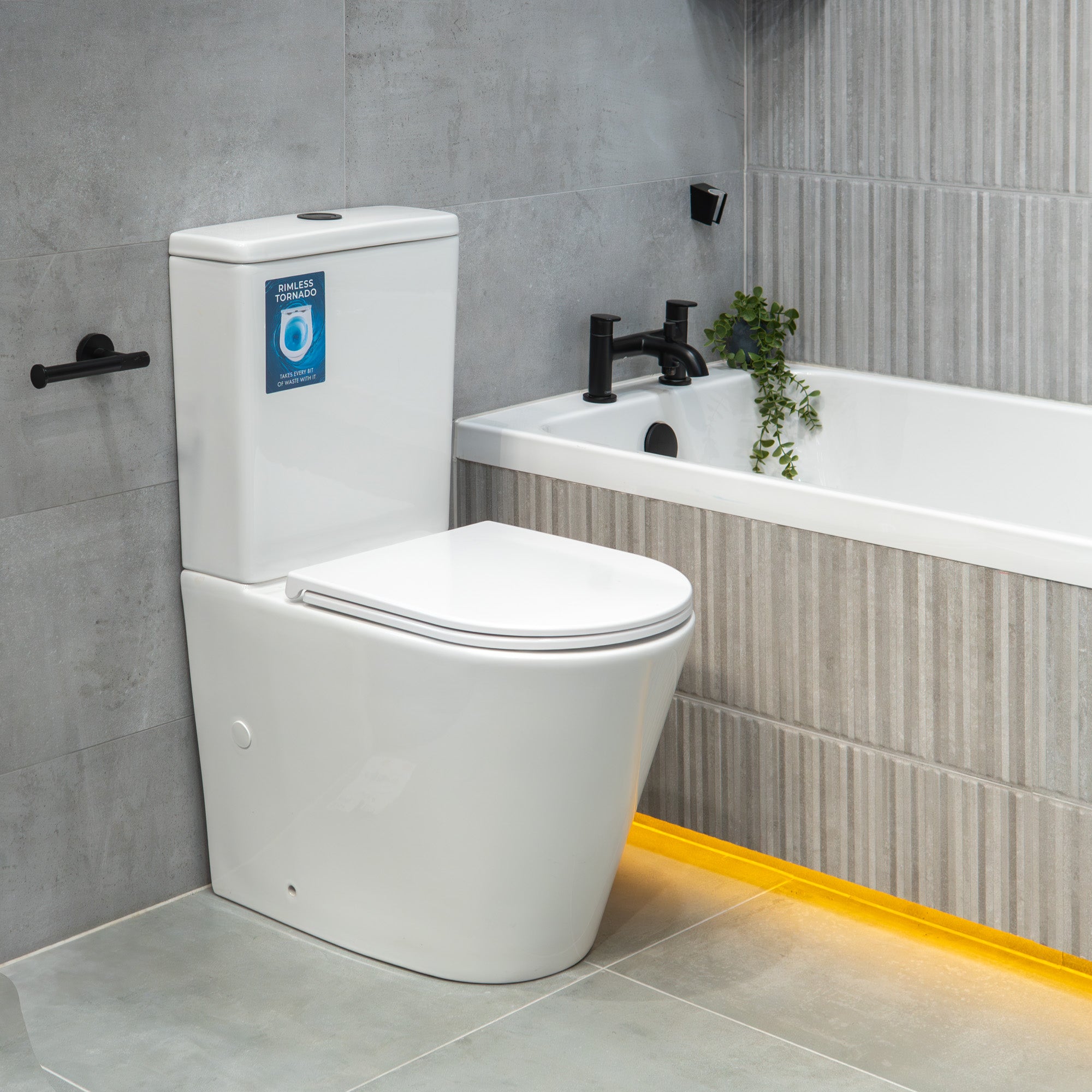 Granlusso Amalfi Rimless WC with Geberit Swirl Flush System and Soft Close Quick Release Seat