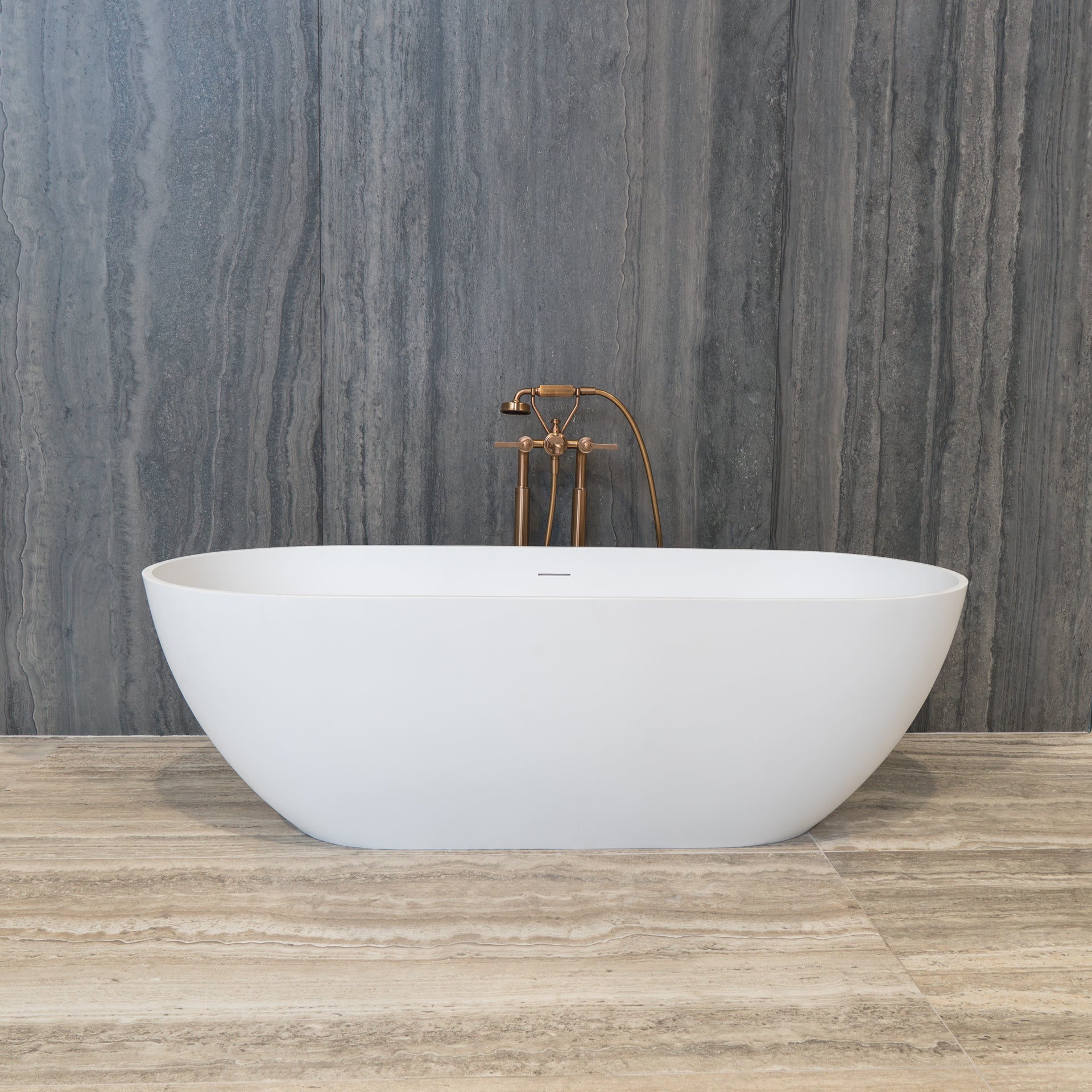 Granlusso™ Amalfi Freestanding Solid Stone Bath - Matt White