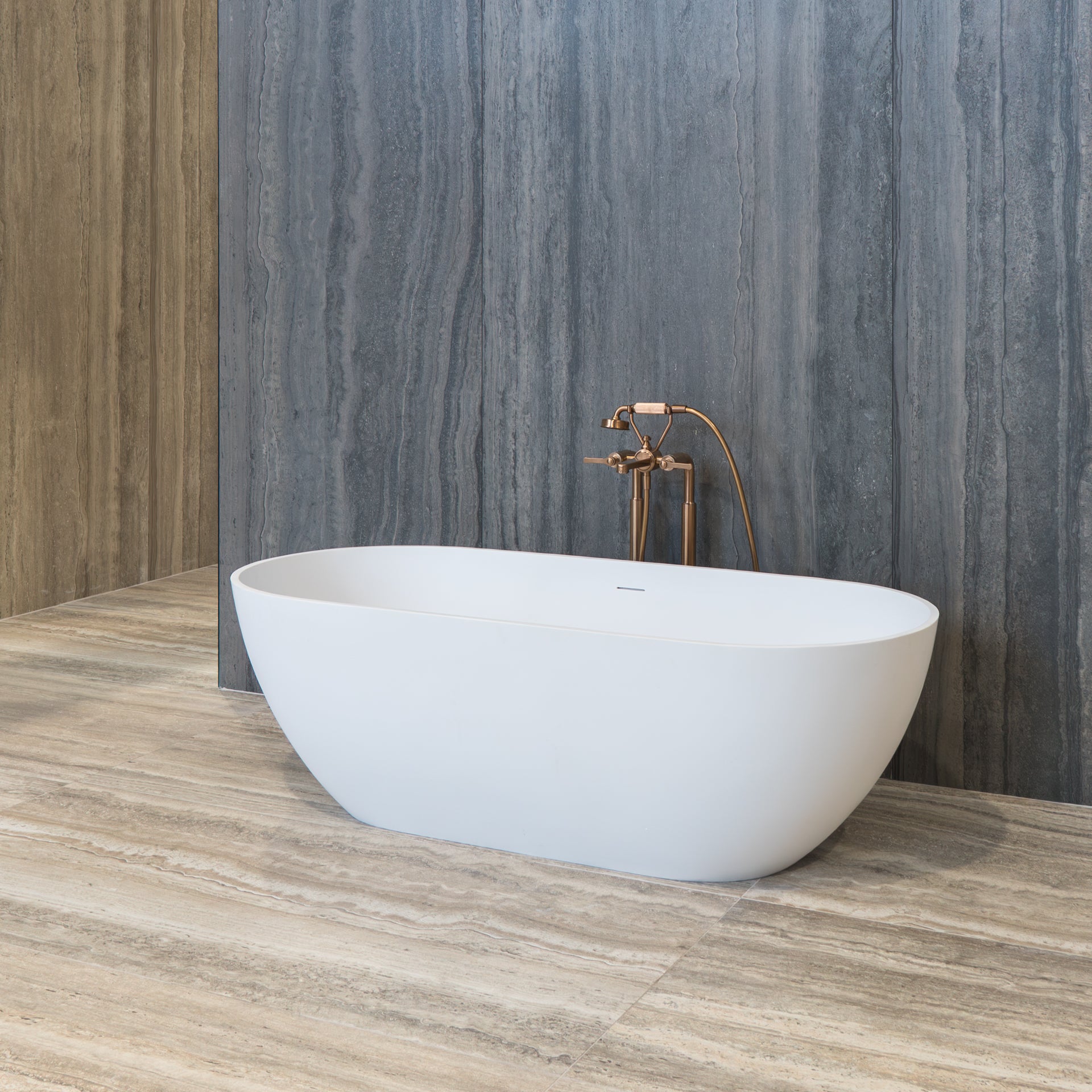 Granlusso™ Amalfi Freestanding Solid Stone Bath - Matt White
